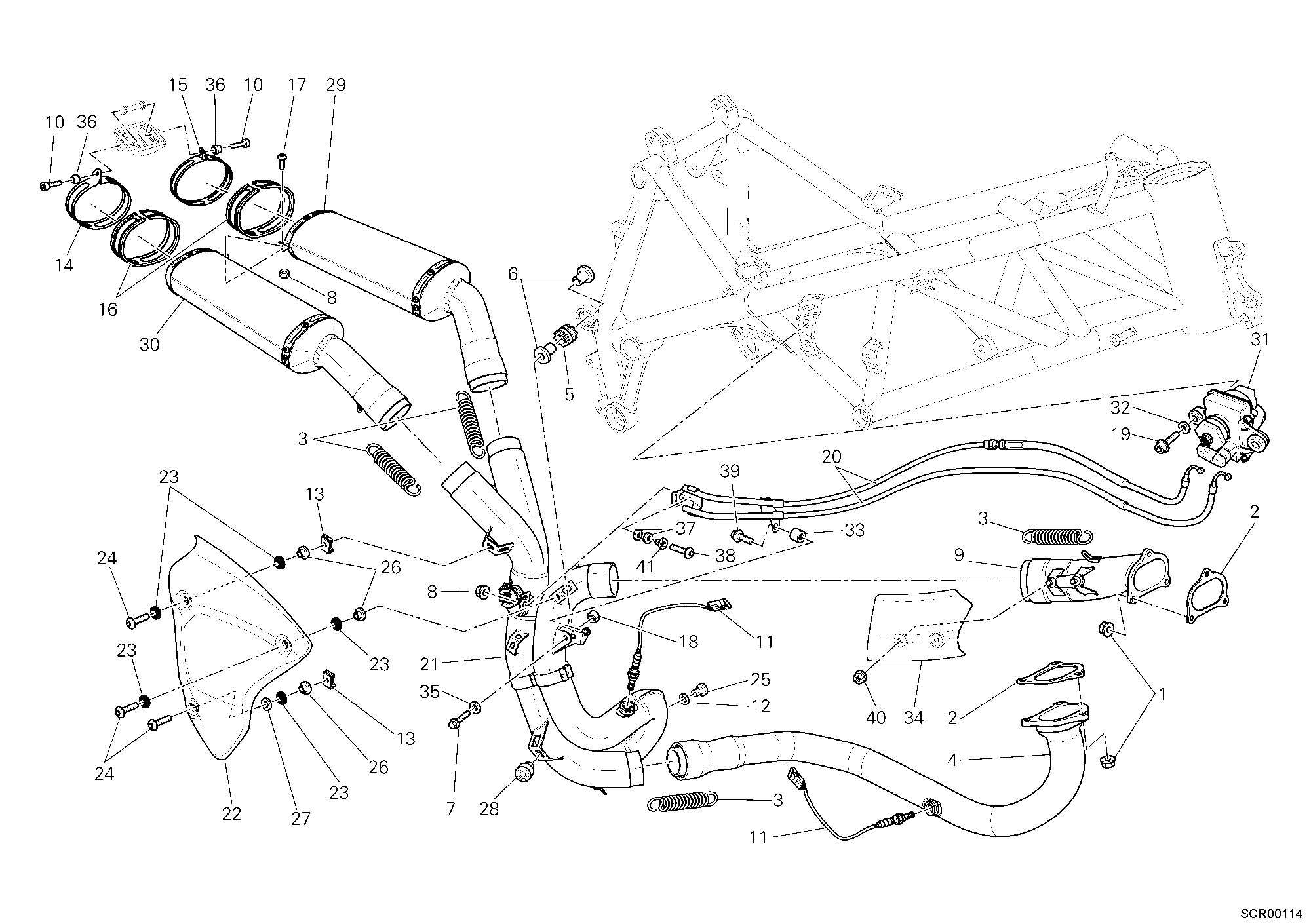 019 ECHAPPEMENT POUR SUPERBIKE 1098 R 2008