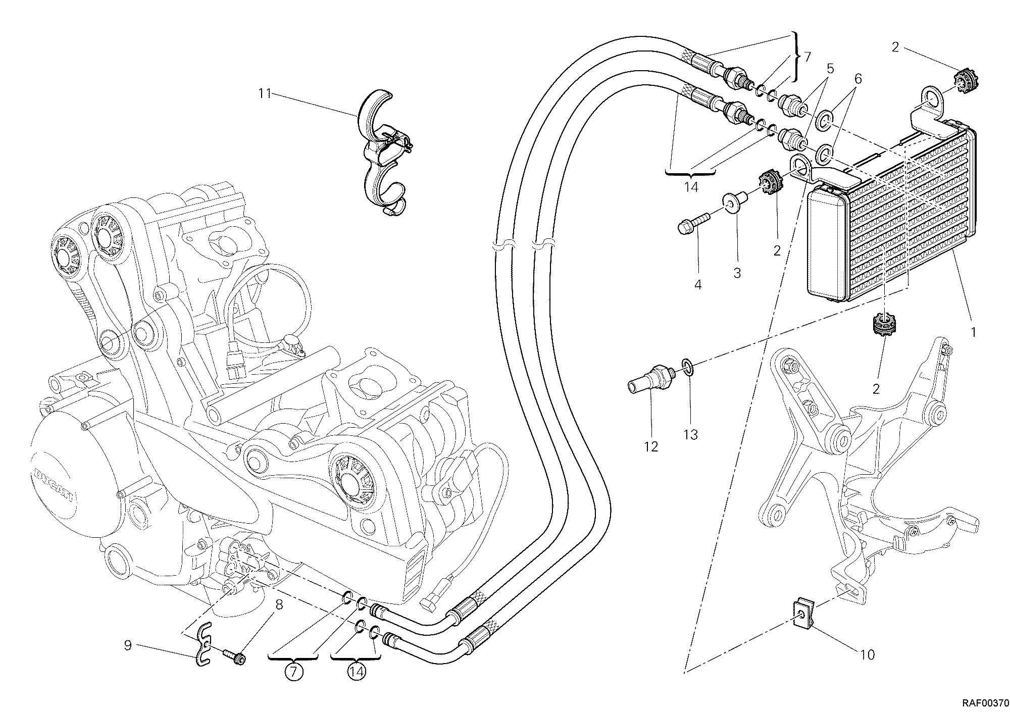 016 RADIATEUR A HUILE POUR MULTISTRADA 1200 2010