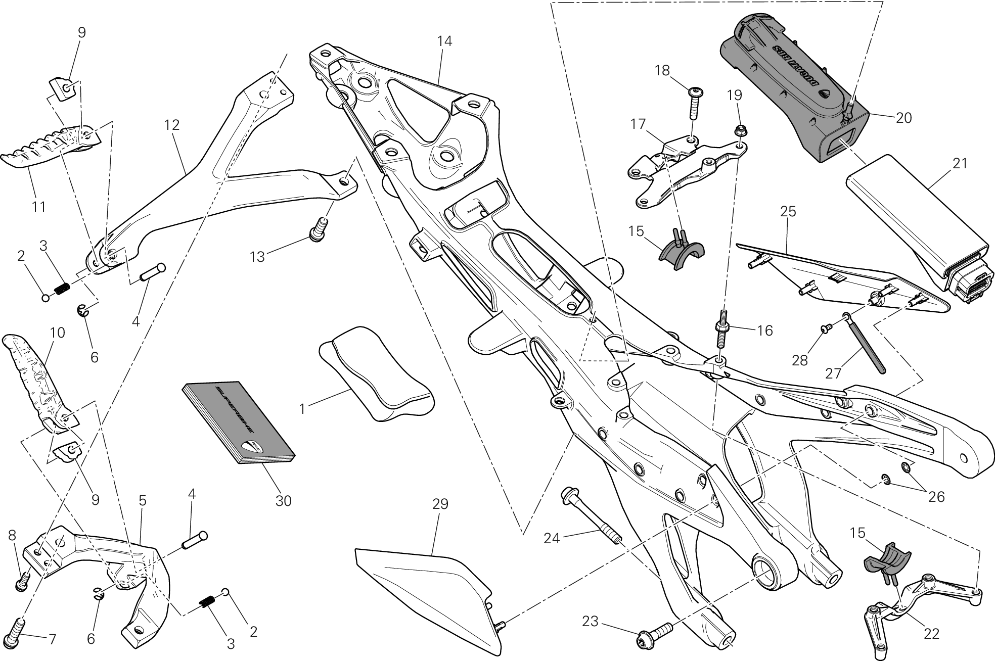 027 CADRE ARRIERE POUR SUPERBIKE 1199 PANIGALE S TRICOLORE 2012