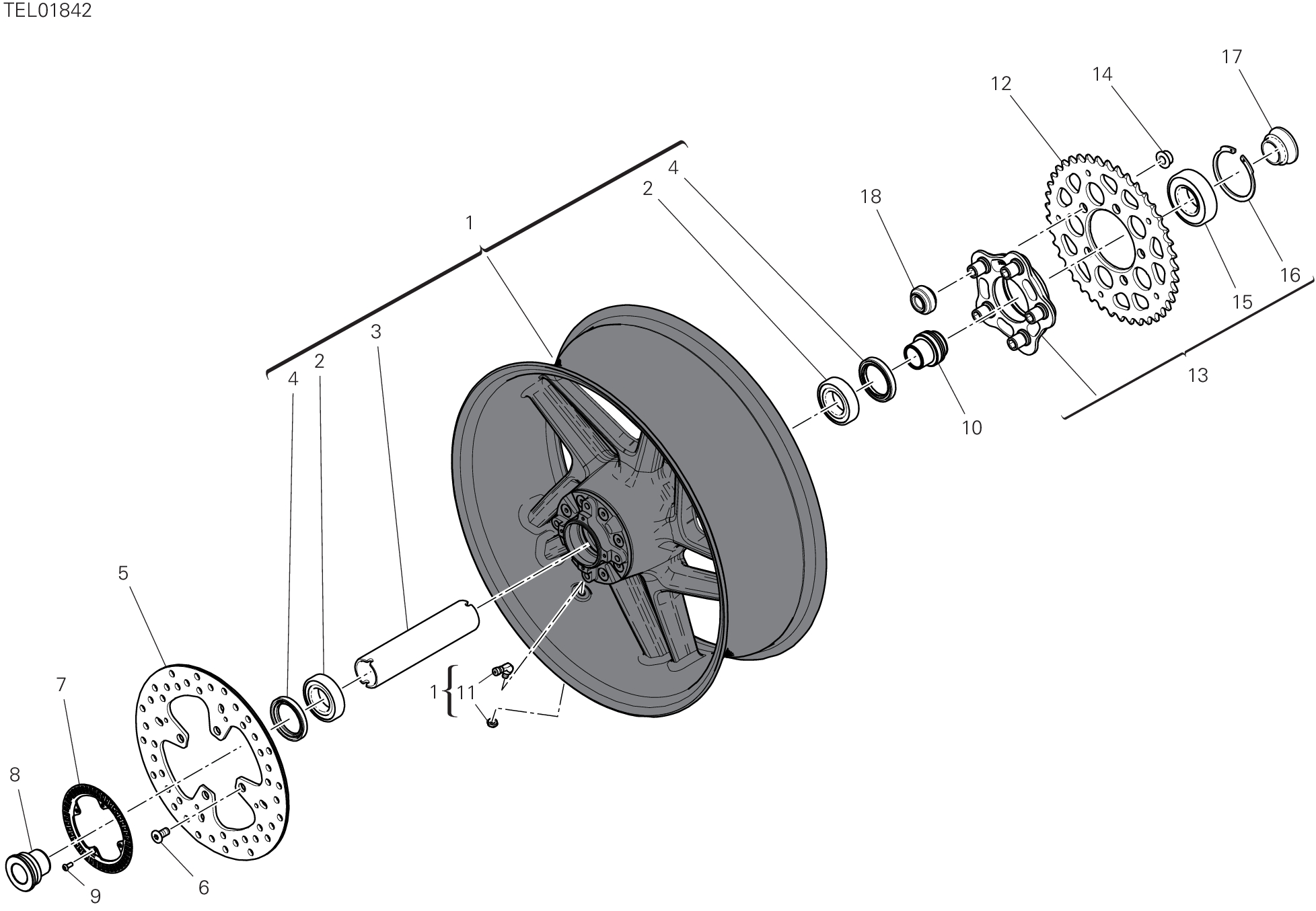 29A ROUE ARRIERE POUR SUPERBIKE PANIGALE V4 TRICOLORE 2025
