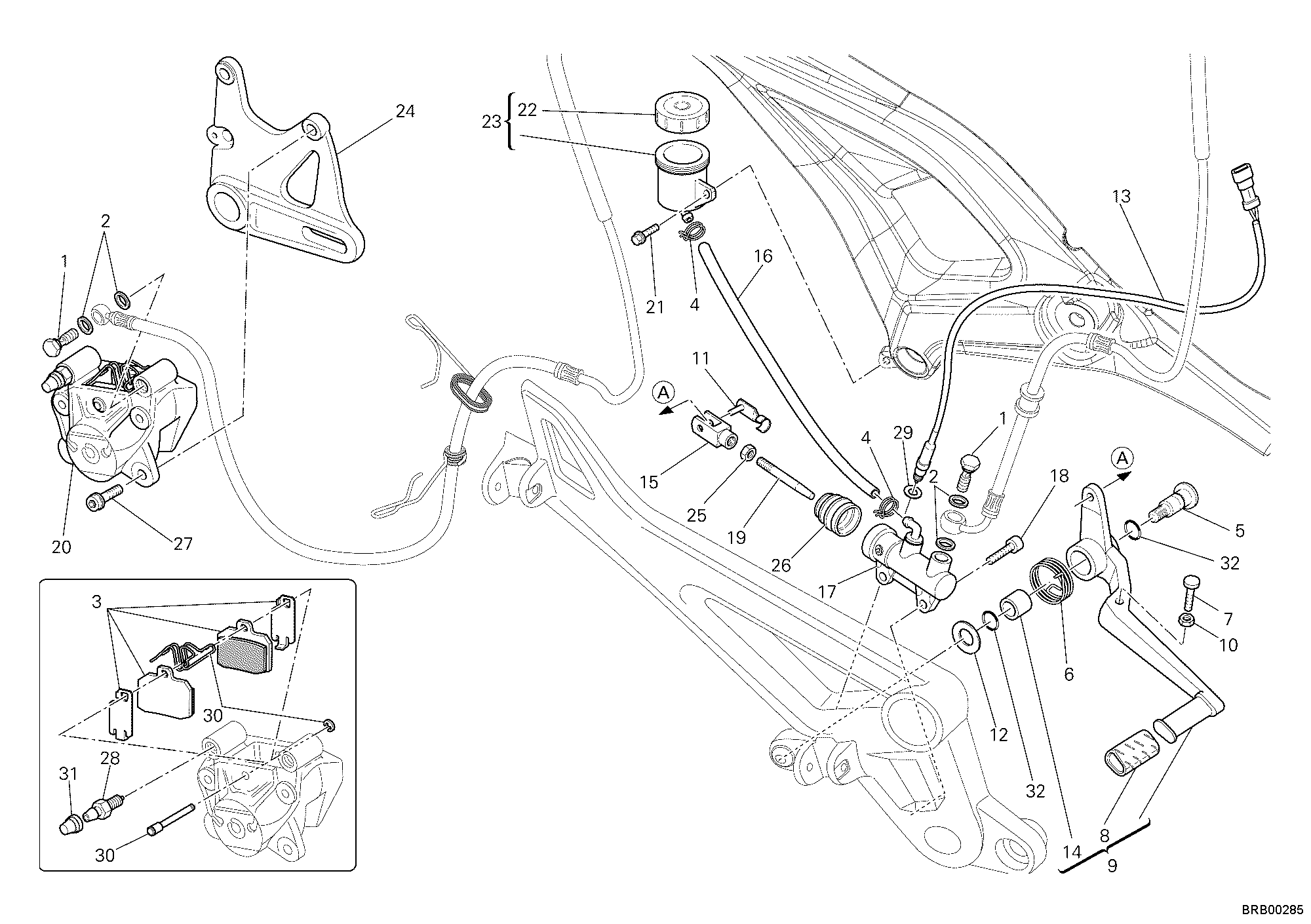 029 SYSTEME DE FREIN ARRIERE POUR MONSTER 696 ABS 2011