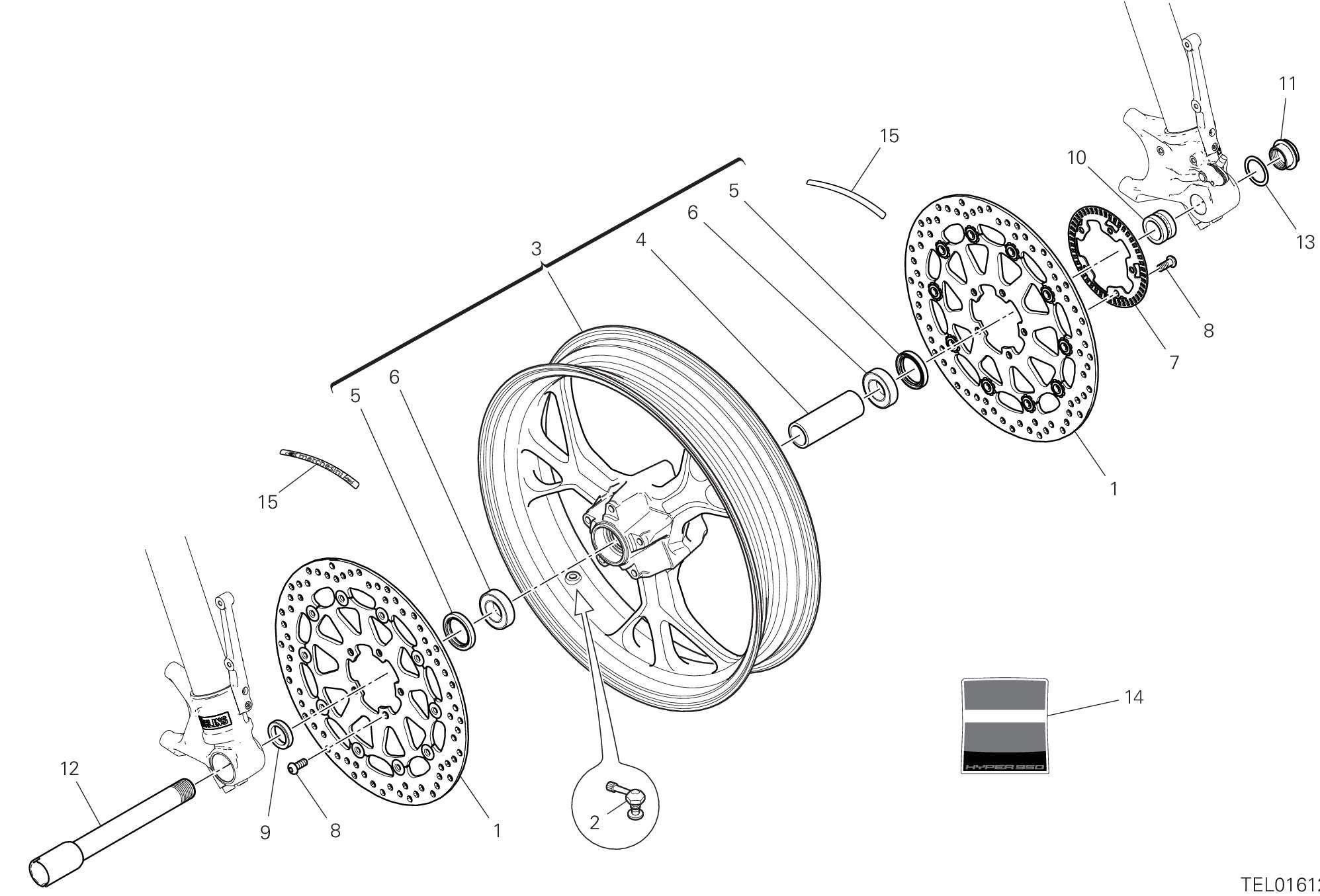 27A ROUE AVANT POUR HYPERMOTARD 950 SP 2022