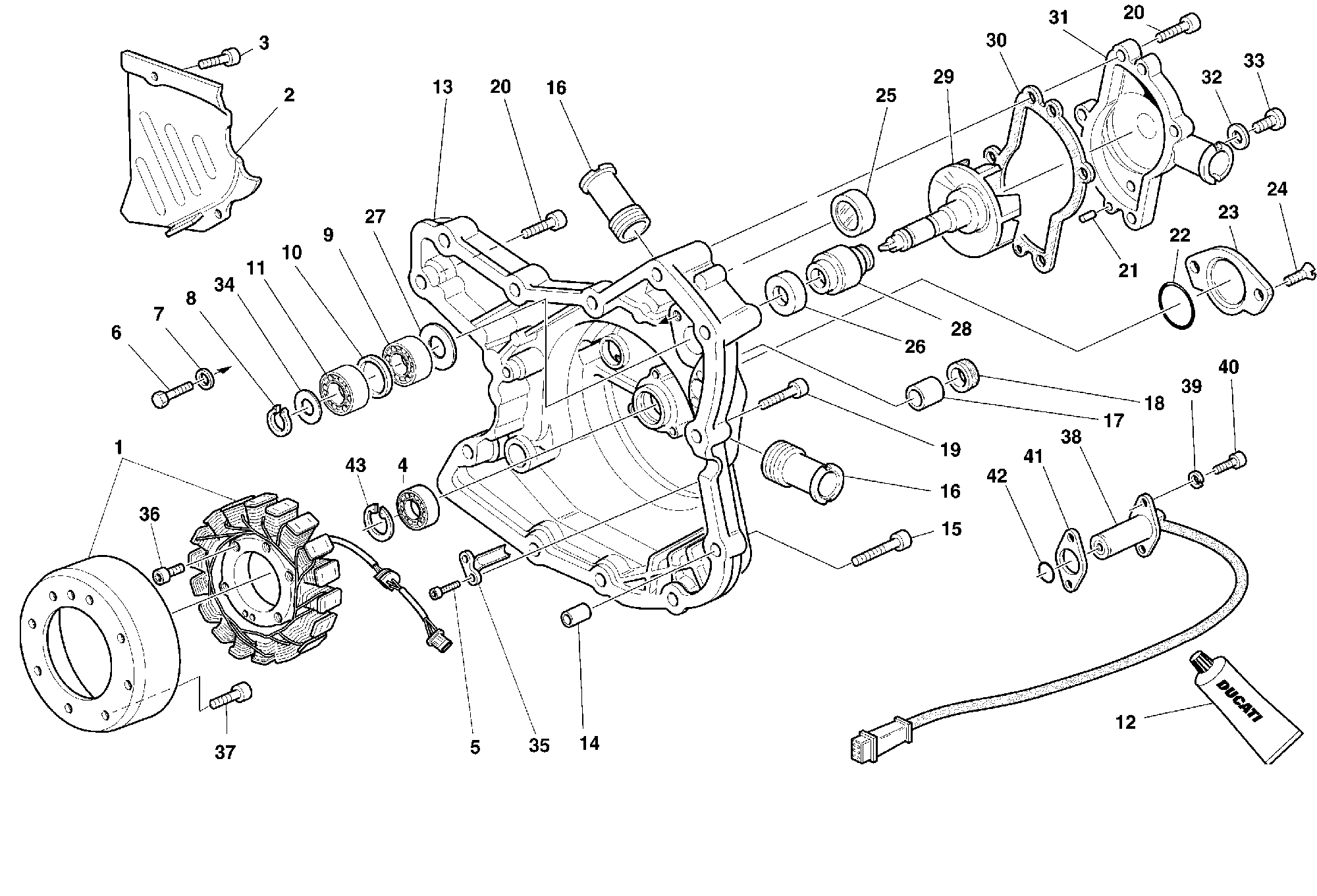 110 COUVERCLE GENERATEUR POUR SUPERBIKE 748 1999