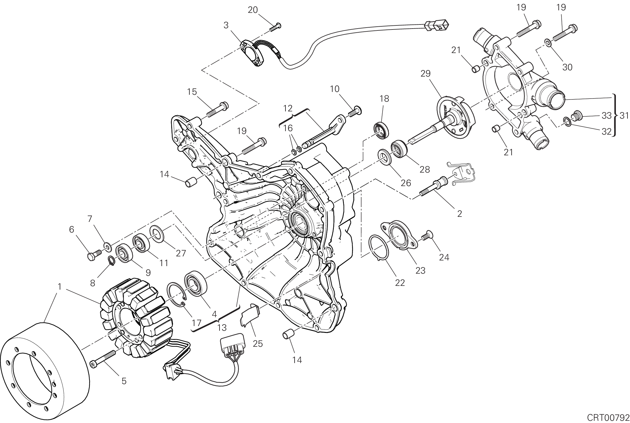 011 POMPE A EAU COUVERCLE DALTERNATEUR POUR SUPERSPORT 2020