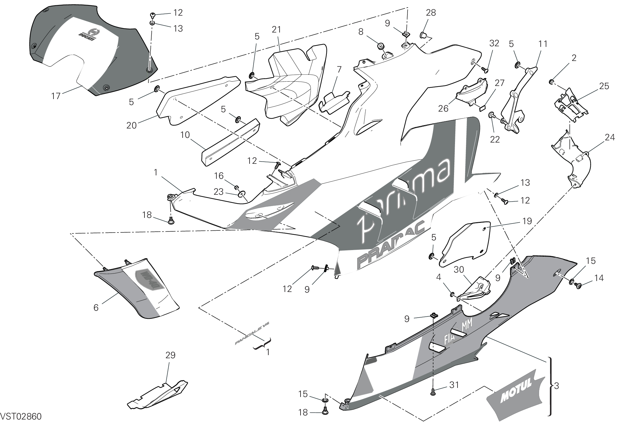 37C CARENE GAUCHE POUR SUPERBIKE PANIGALE V4 2023 MARTIN RACING REPLICA 2024