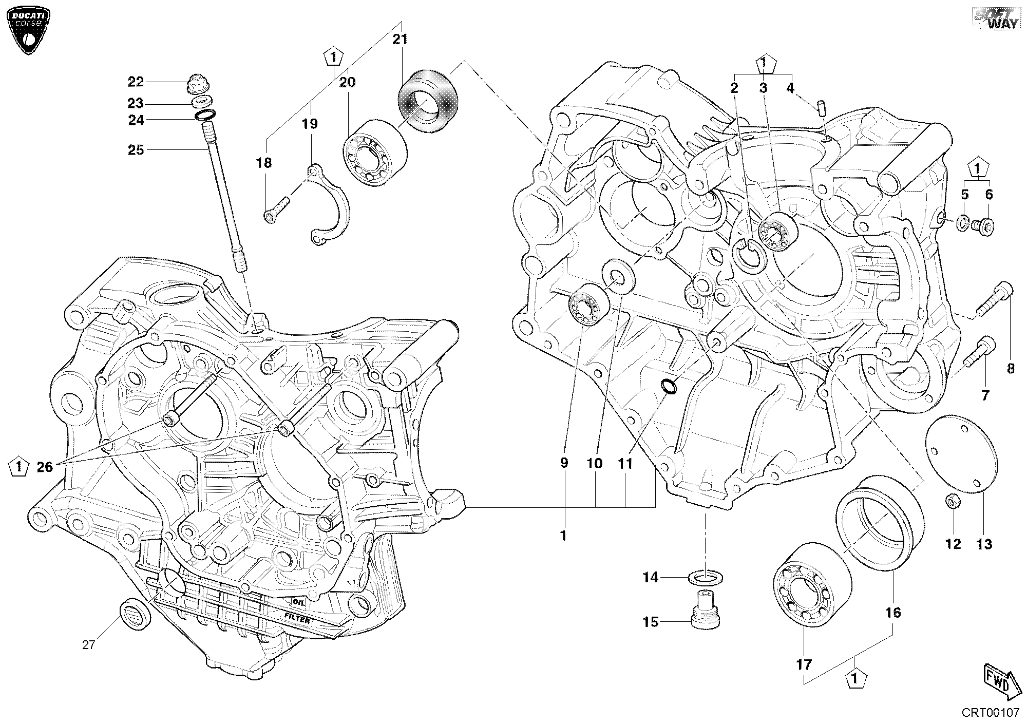 010 CARTER MOTEUR POUR SUPERBIKE 998 RS 2003