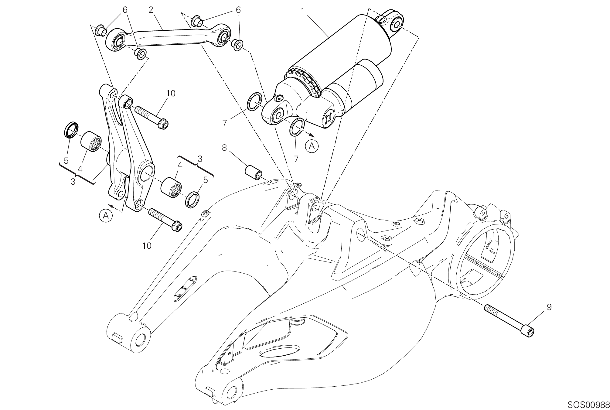 22A AMORTISSEUR ARRIERE POUR DIAVEL 1260 2022