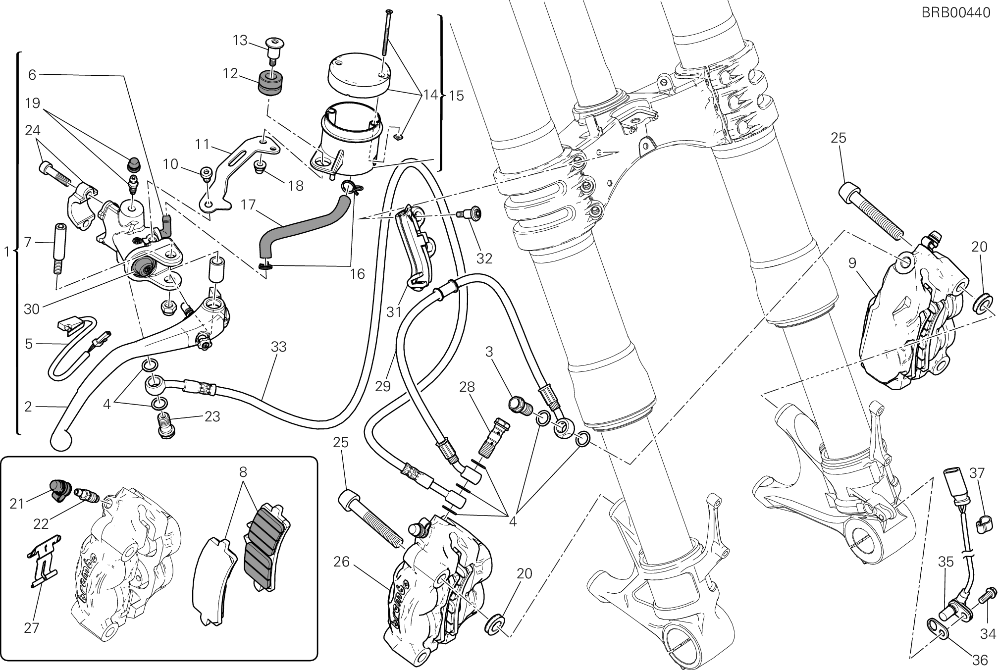 024 SYSTEME DE FREIN AVANT POUR SUPERBIKE 1199 PANIGALE S 2013