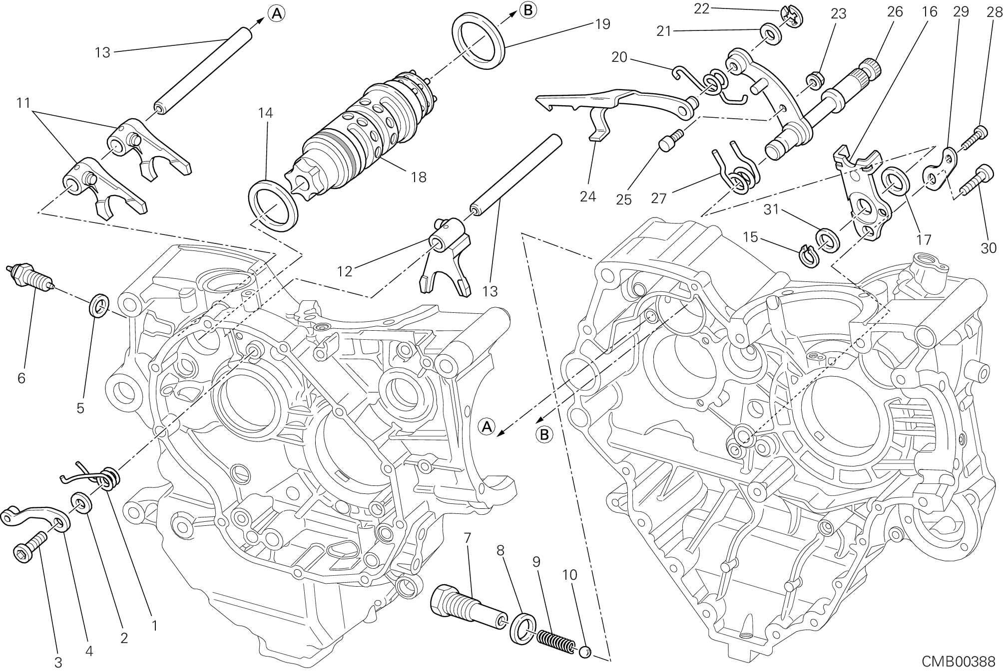 002 TAMBOUR CHANGEMENT VITESSE FOURCHETTE POUR STREETFIGHTER 848 2012