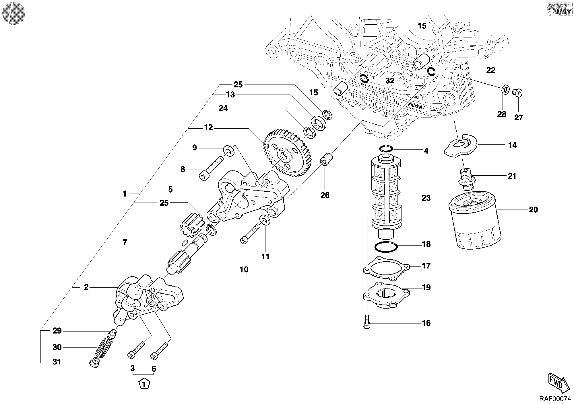 009 POMPE A HUILE FILTRE POUR SUPERBIKE 998 R 2002