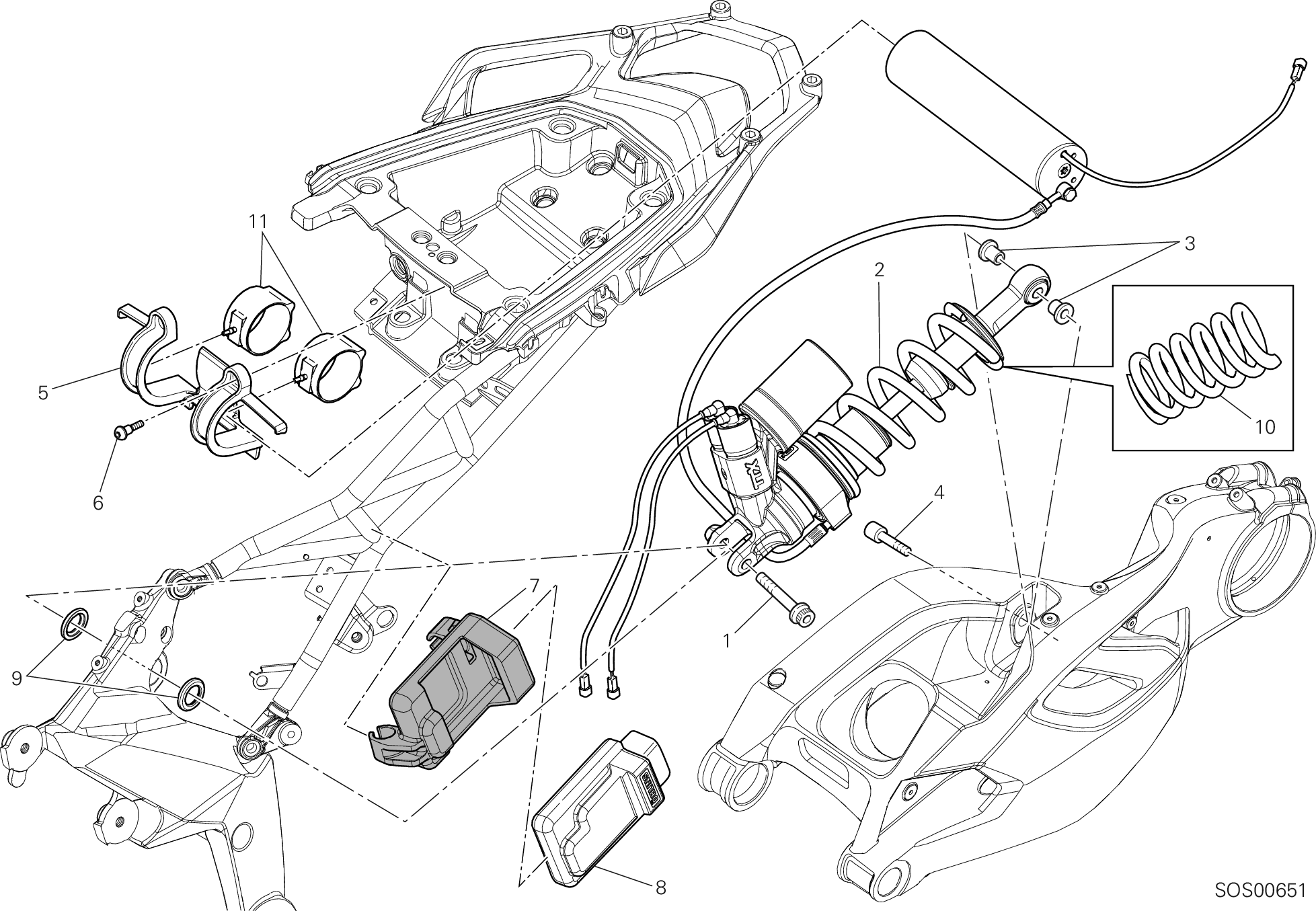 028 AMORTISSEUR ARRIERE POUR MULTISTRADA 1200 S PIKES PEAK 2012