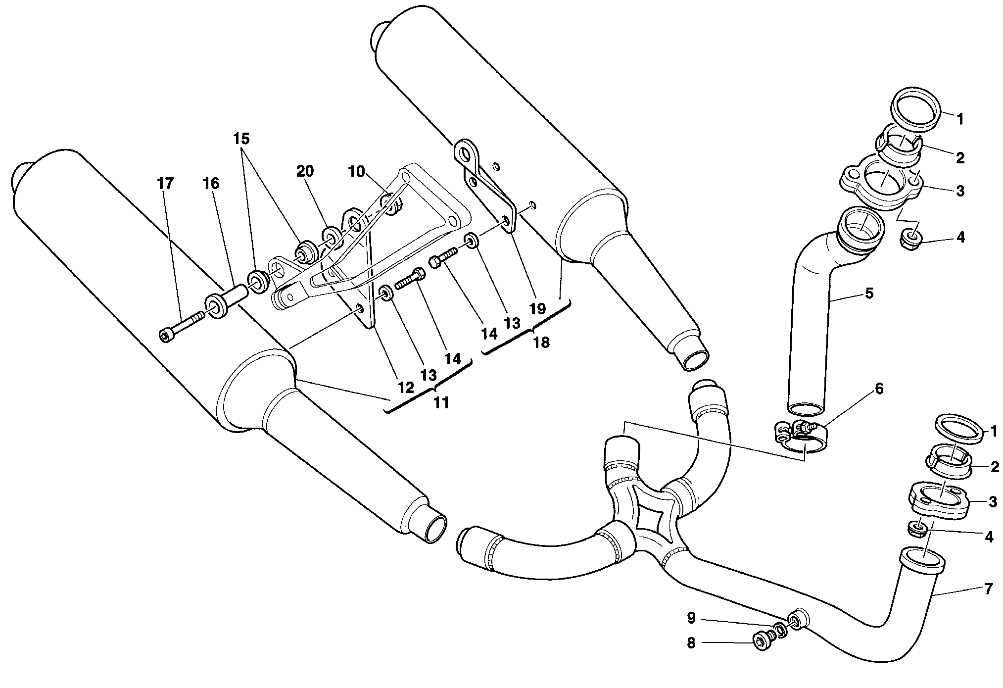 017 ECHAPPEMENT POUR SUPERSPORT 900 SS 1998