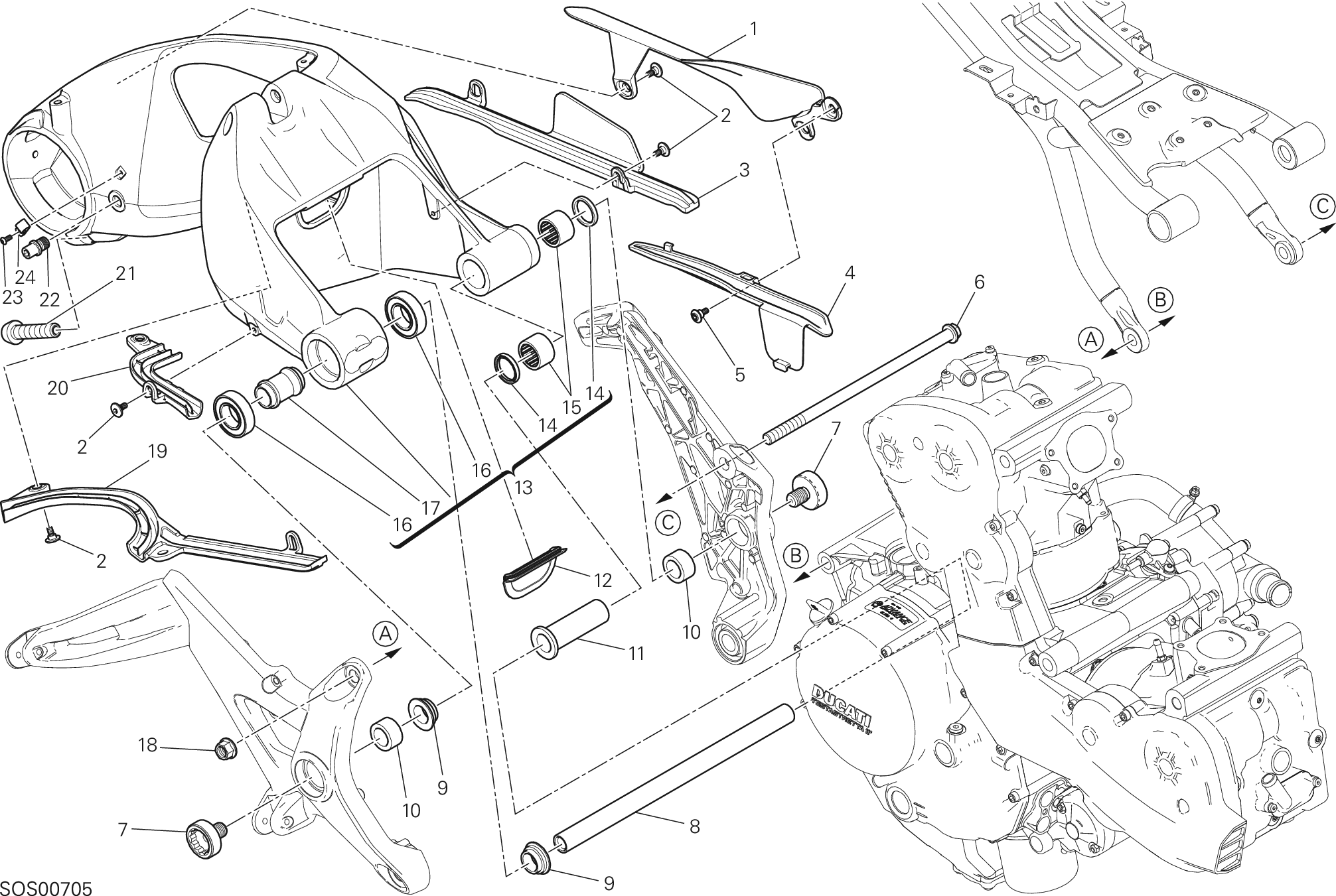 28A BRAS OSCILLANT ARRIERE POUR MONSTER 1200 S 2014