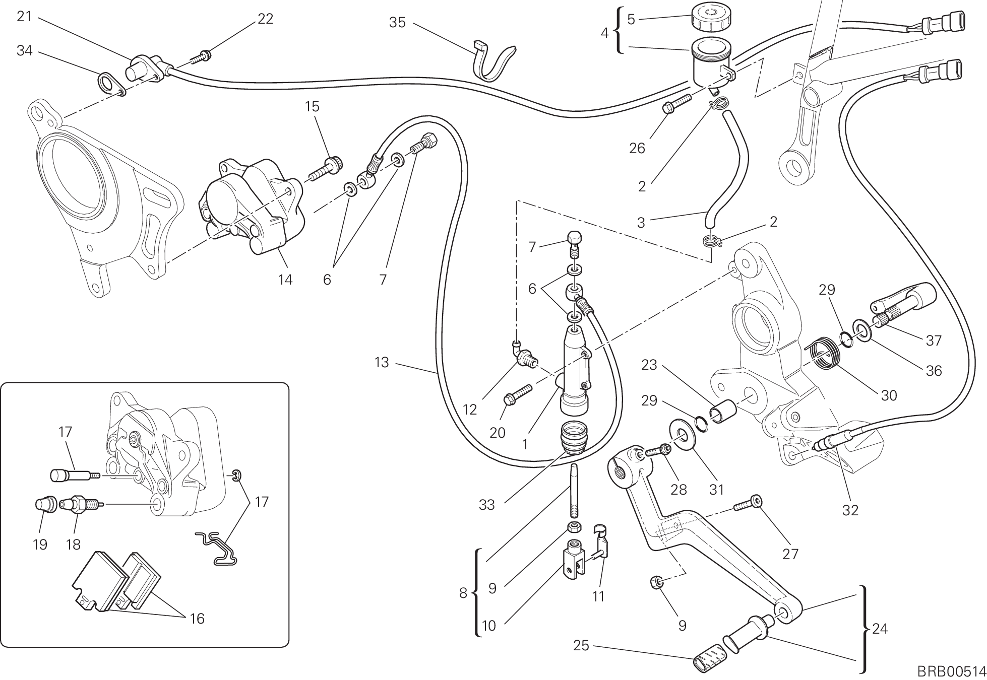 029 SYSTEME DE FREIN ARRIERE POUR HYPERMOTARD 1100 EVO SP 2011