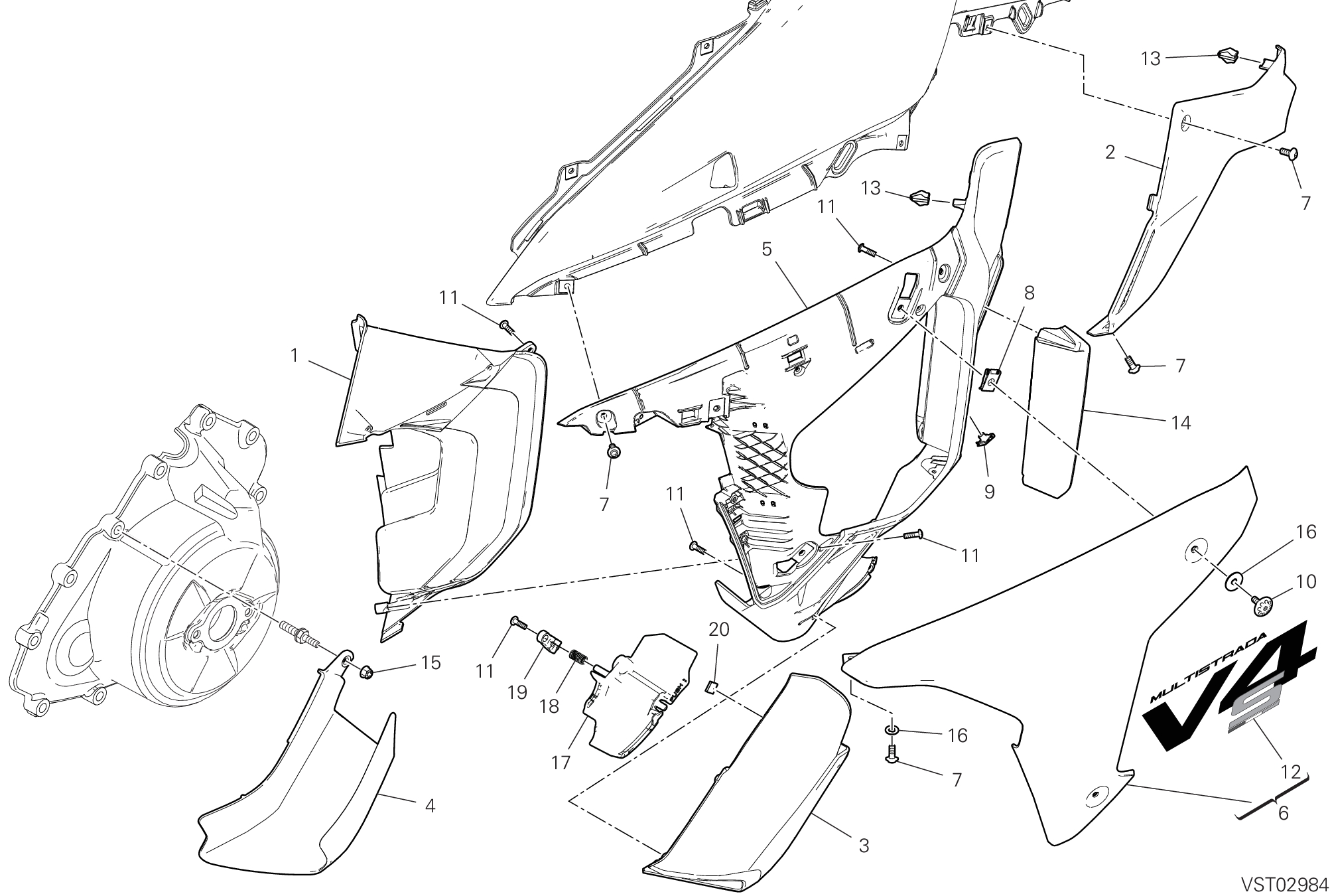 37F PANNEAU LATERAL GAUCHE POUR MULTISTRADA V4S 2025