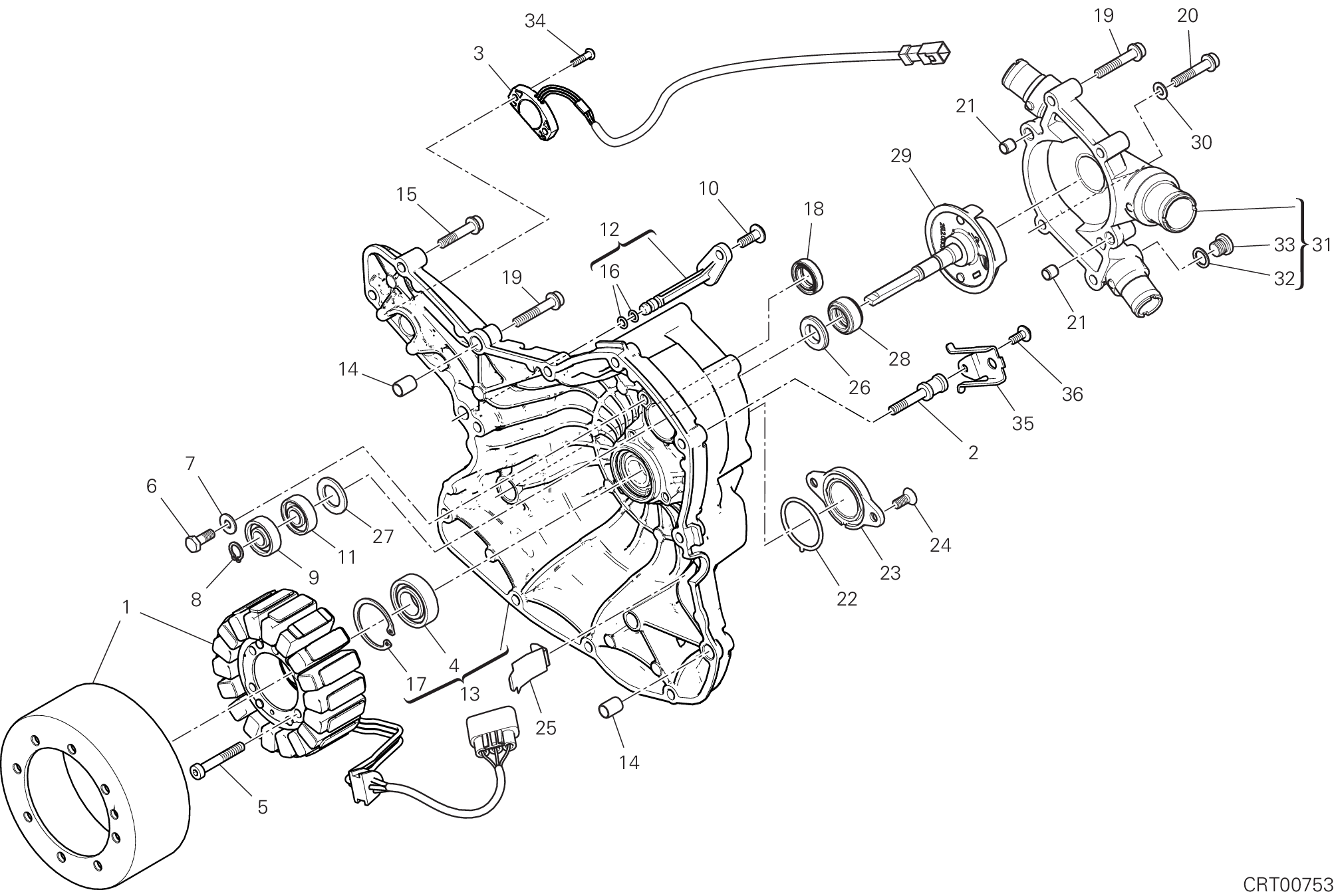011 POMPE A EAU COUVERCLE DALTERNATEUR POUR SUPERSPORT S 2017