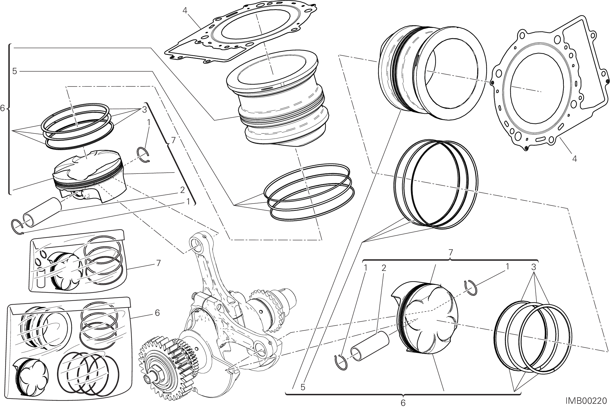 007 CYLINDRES PISTONS POUR SUPERBIKE 959 PANIGALE ABS 2017