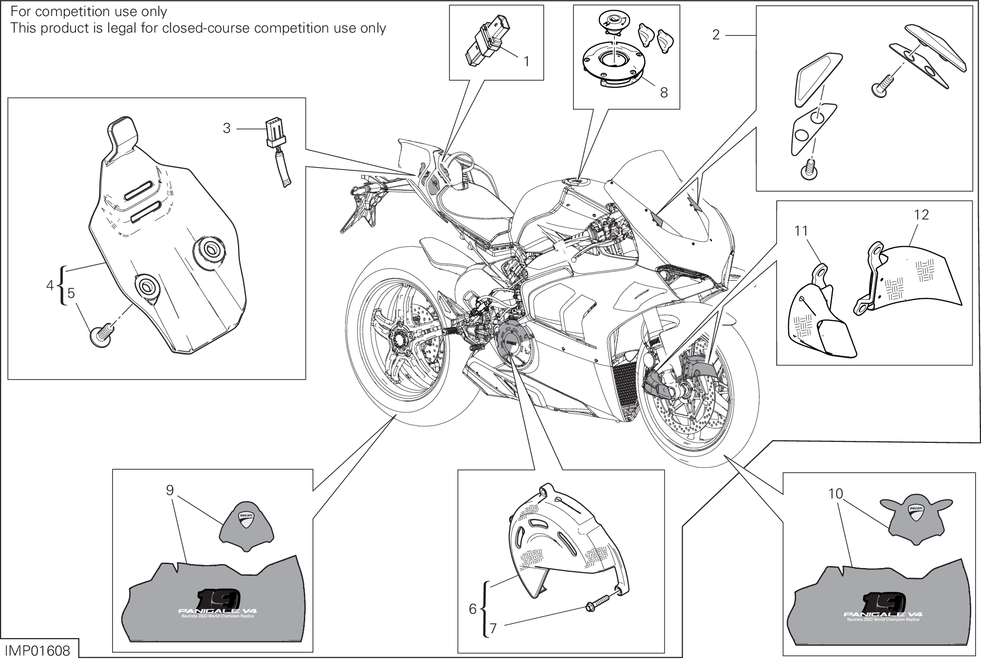 39A ACCESSOIRES POUR SUPERBIKE PANIGALE V4 2022 WORLD CHAMPION SBK REPLICA 19 2024