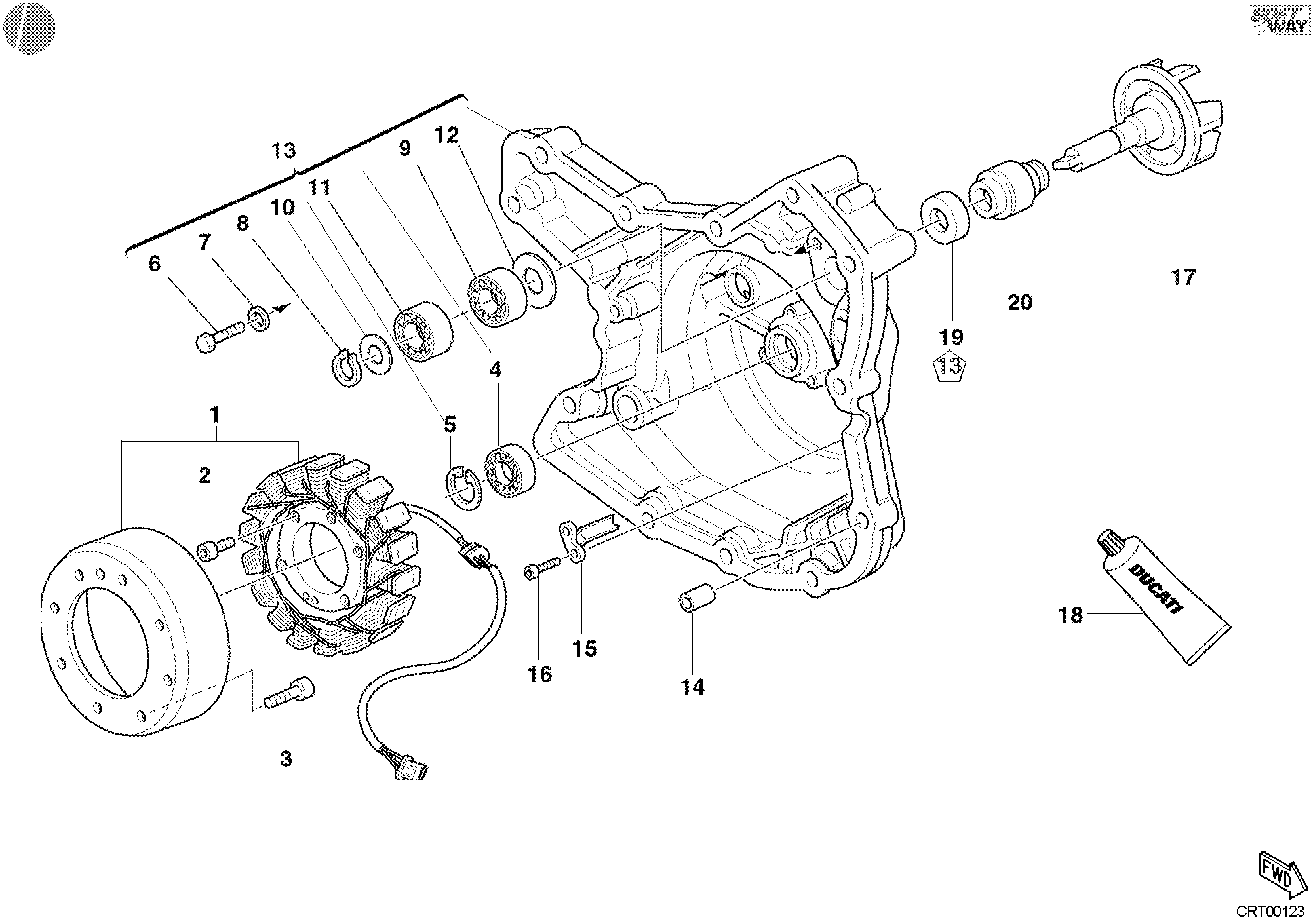 011 COUVERCLE GENERATEUR POUR SUPERBIKE 998 R 2002
