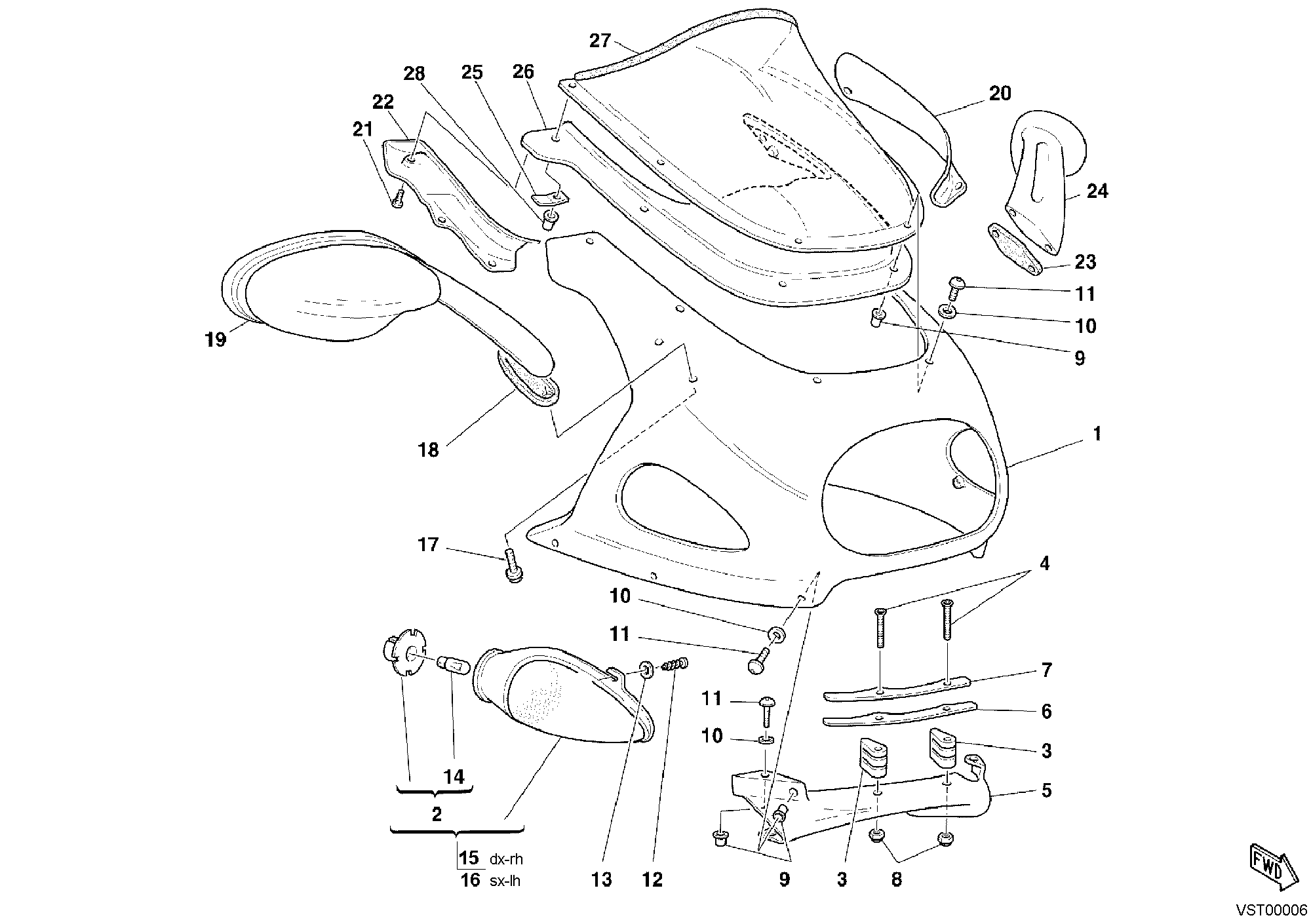 042 CAPOT AVANT POUR SPORT TOURING ST2 2002
