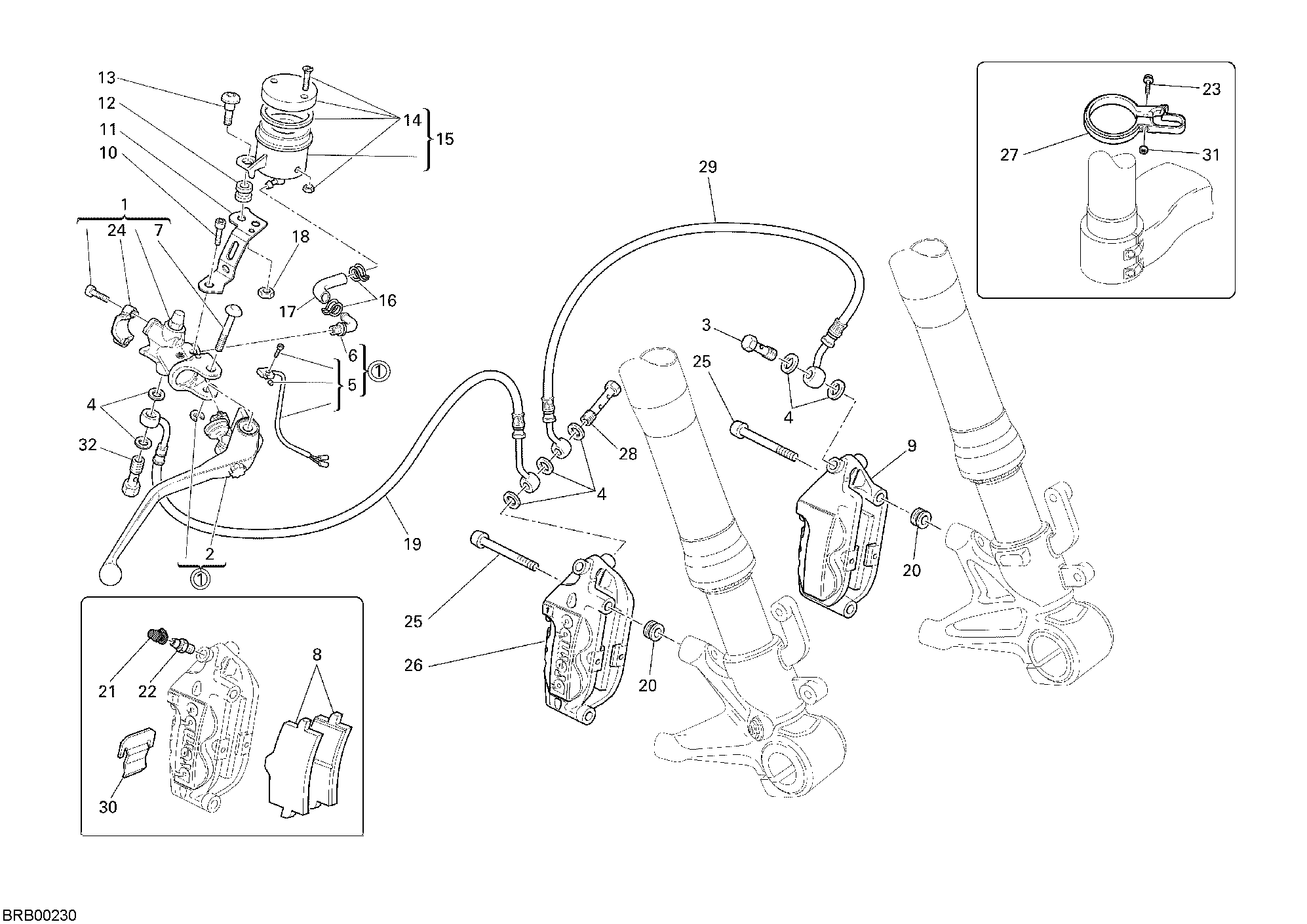 024 SYSTEME DE FREIN AVANT POUR SUPERBIKE 1098 S TRICOLORE 2007