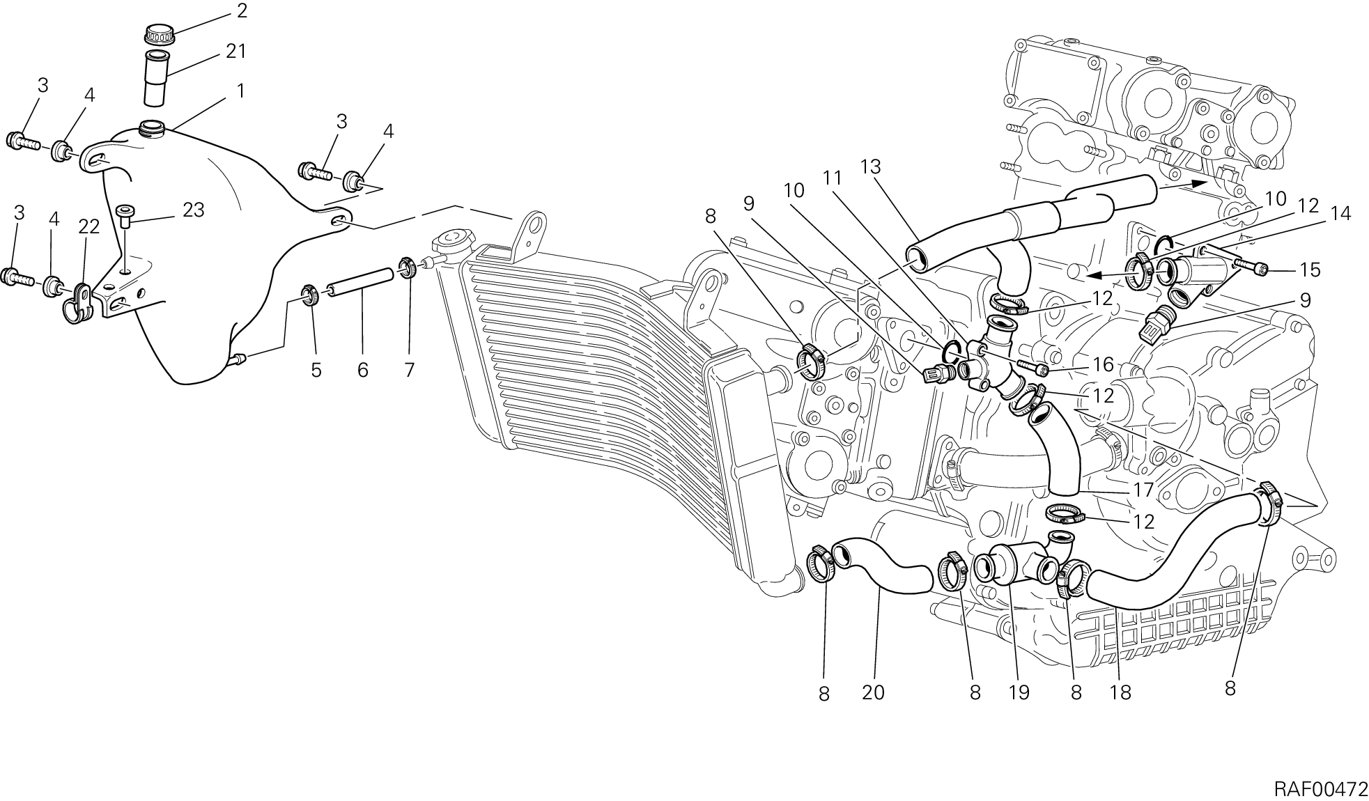 030 CIRCUIT DE REFROIDISSEMENT POUR SPORT TOURING ST4 2002