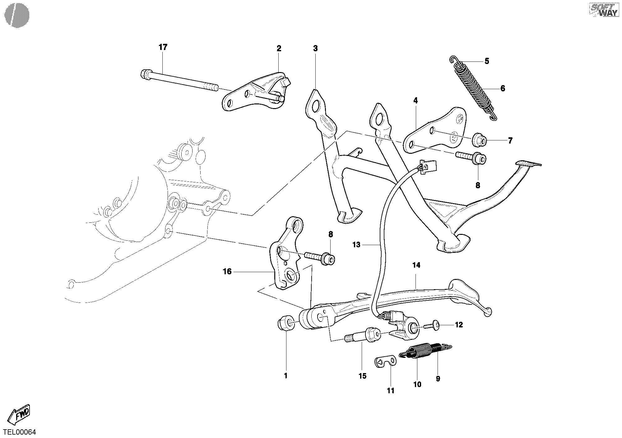 018 BEQUILLE LATERALE POUR SPORT TOURING ST4 2002