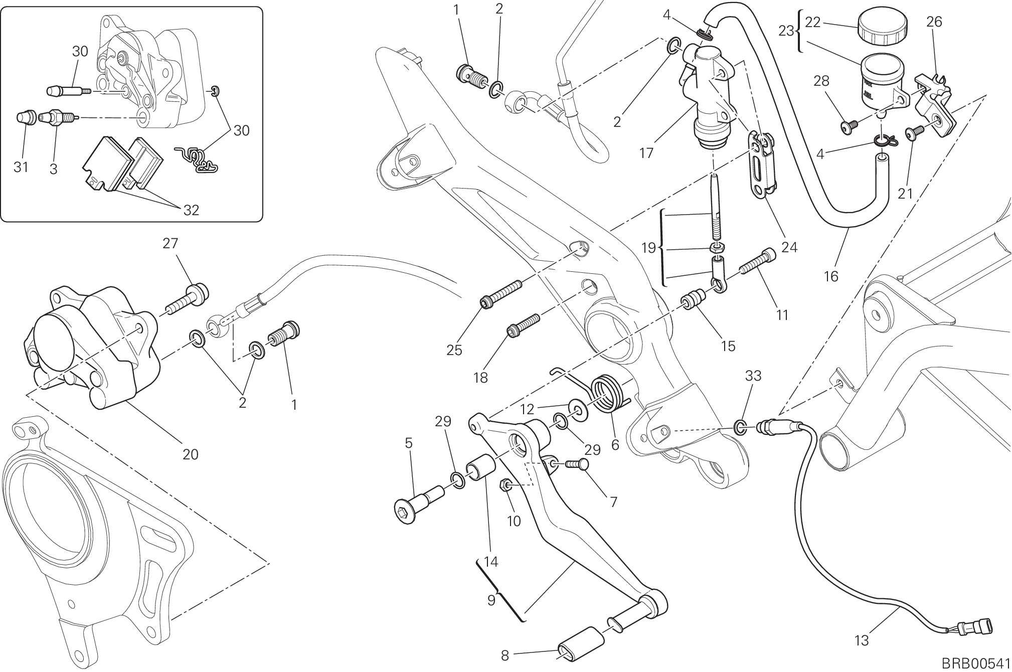 025 SYSTEME DE FREIN ARRIERE POUR HYPERMOTARD 2013