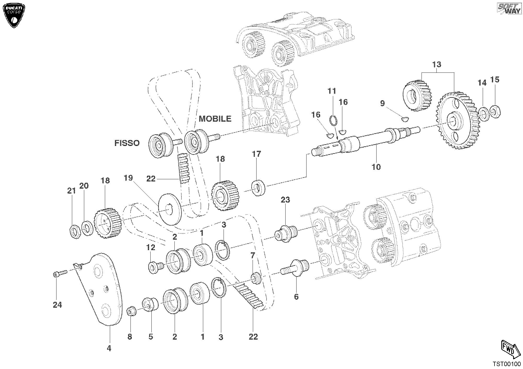 008 COURROIE DISTRIBUTION POUR SUPERBIKE 998 RS 2003