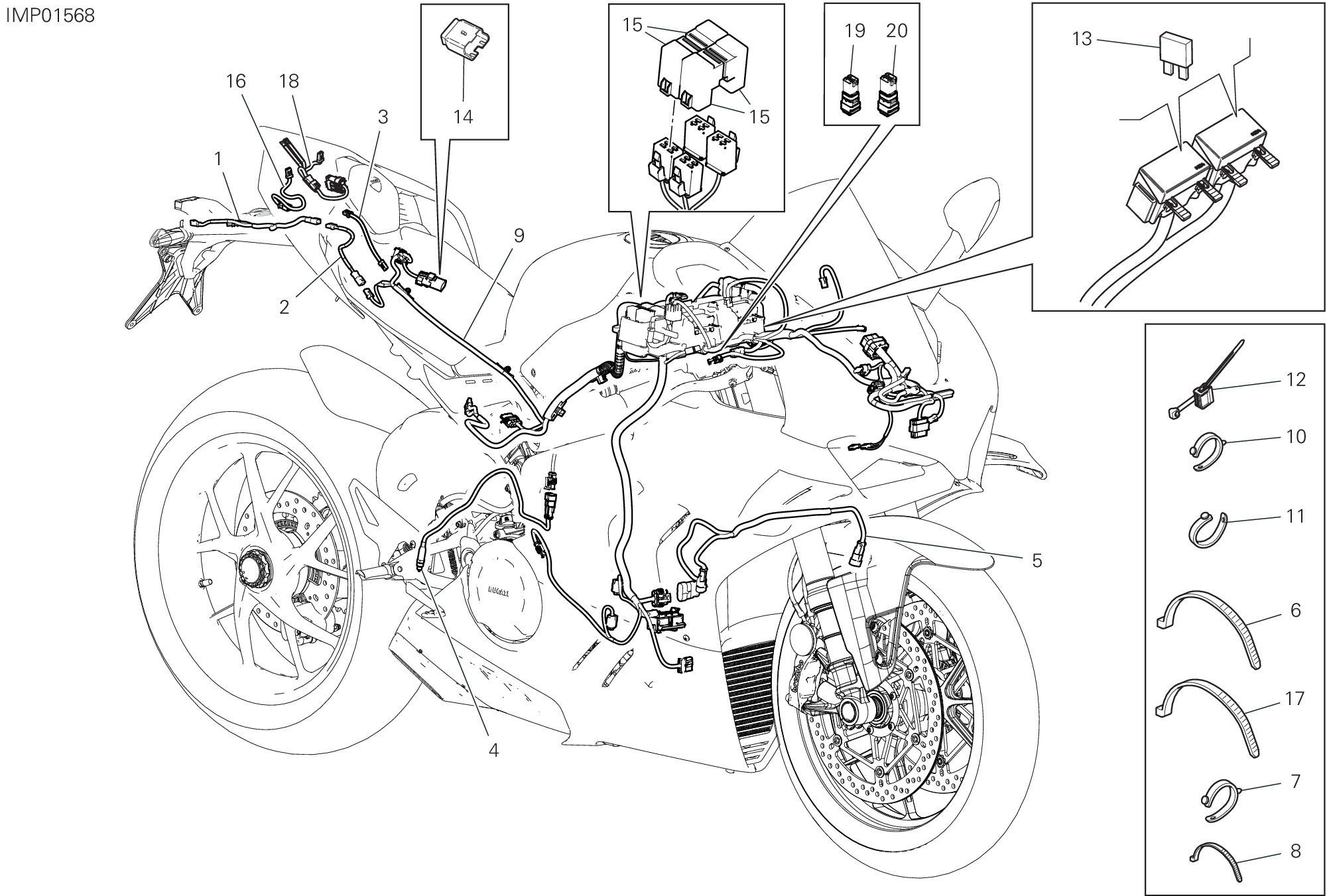 13C CIRCUIT ELECTRIQUE VEHICULE POUR SUPERBIKE PANIGALE V4 R 2023