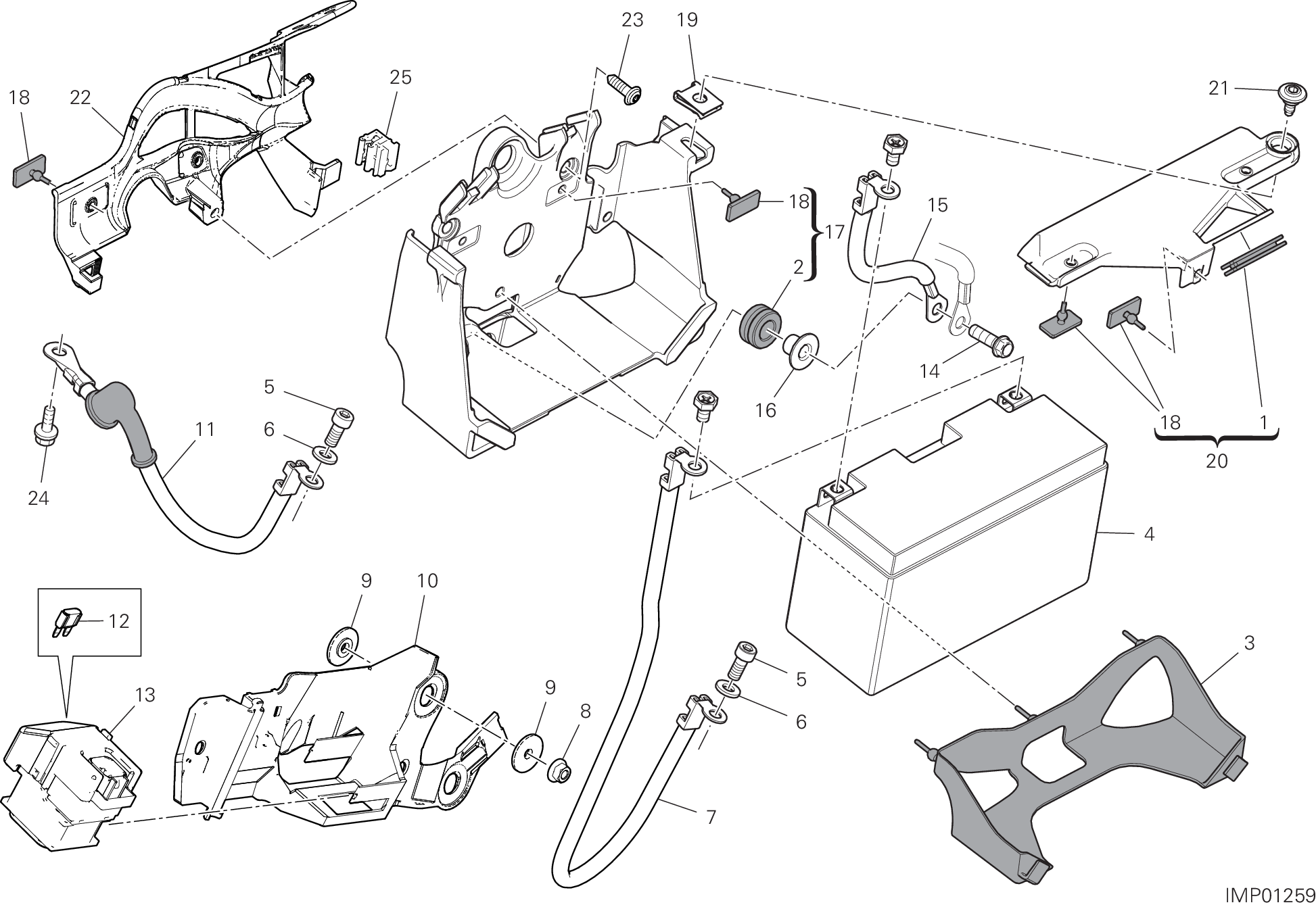 13B SUPPORT BATTERIE POUR SUPERBIKE PANIGALE V2 2024