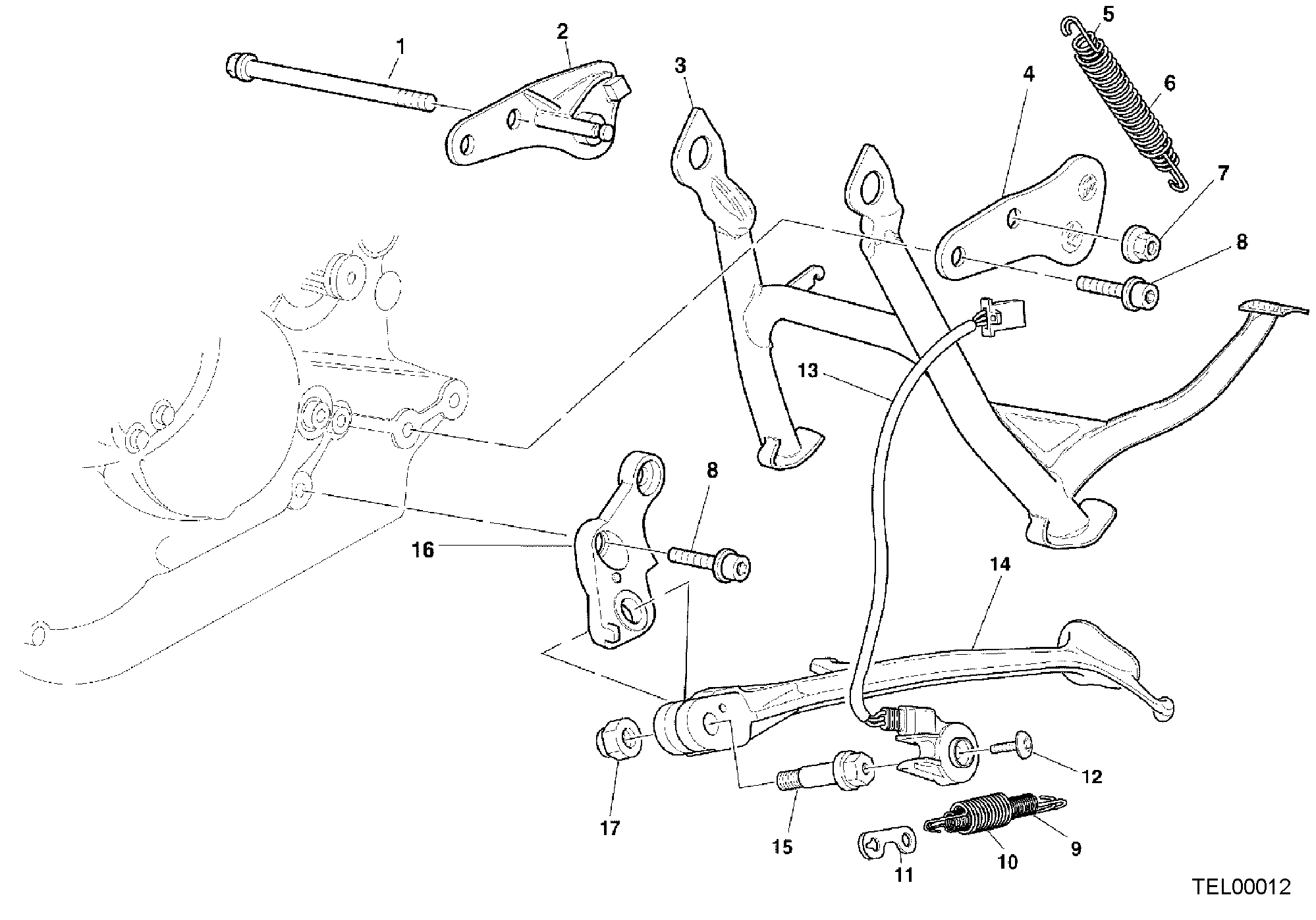 018 BEQUILLE LATERALE POUR SPORT TOURING ST4 2000