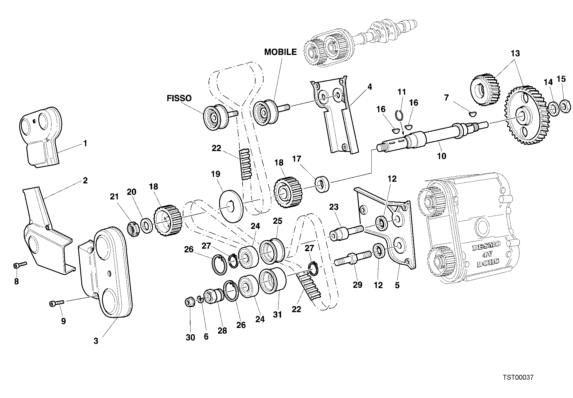 008 COURROIE DISTRIBUTION POUR SUPERBIKE 748 R SINGLE SEAT 2001
