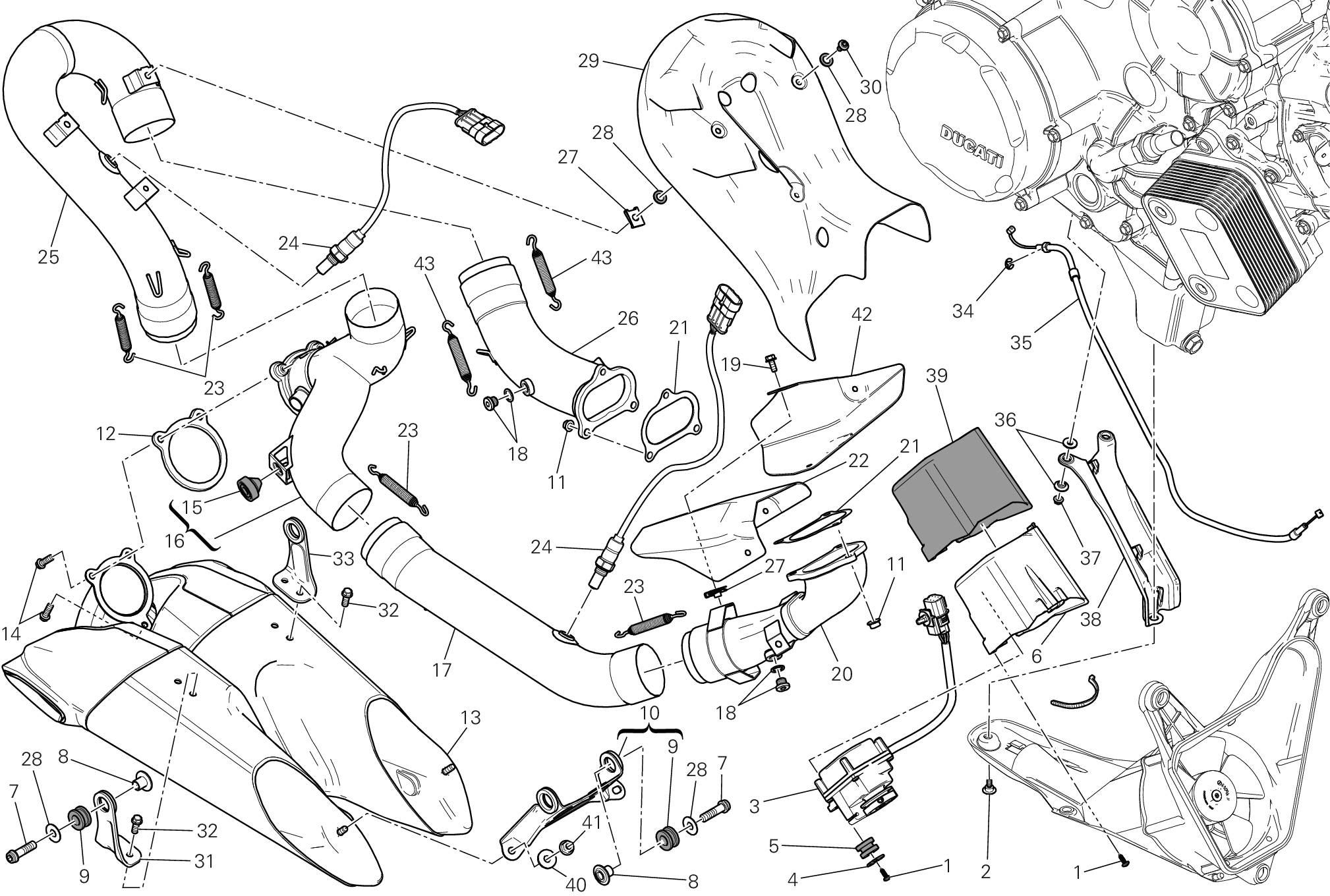 019 ECHAPPEMENT POUR SUPERBIKE 1199 PANIGALE S 2012