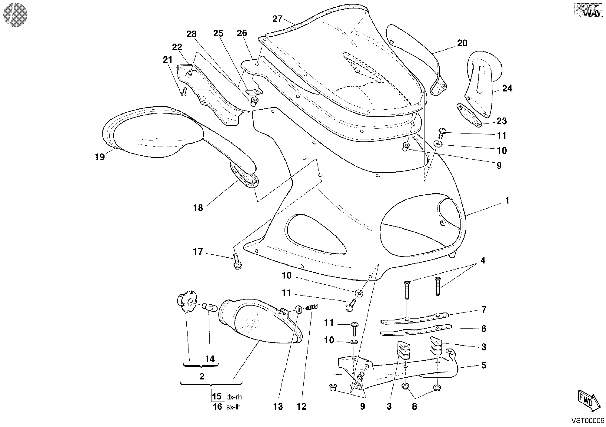 043 CAPOT AVANT POUR SPORT TOURING ST4 S 2001