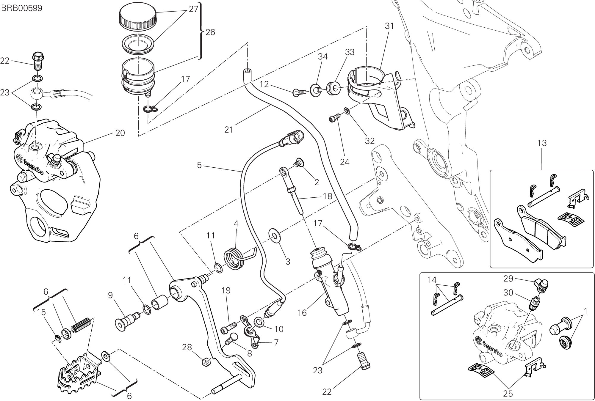 025 SYSTEME DE FREIN ARRIERE POUR MULTISTRADA 1200 ENDURO PRO 2018