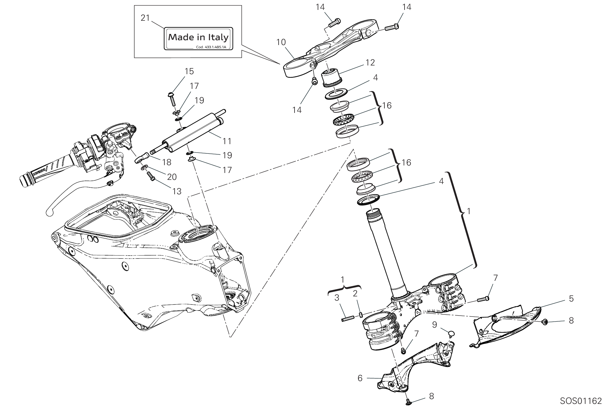 18A ENSEMBLE DIRECTION POUR SUPERBIKE PANIGALE V2 TROY BAYLISS 2022