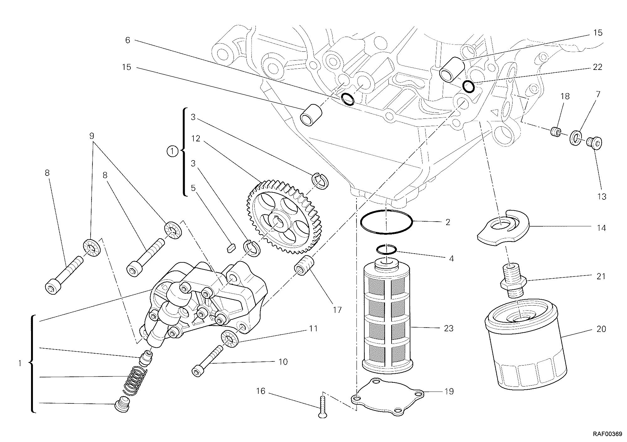 009 POMPE A HUILE FILTRE POUR MULTISTRADA 1200 2010