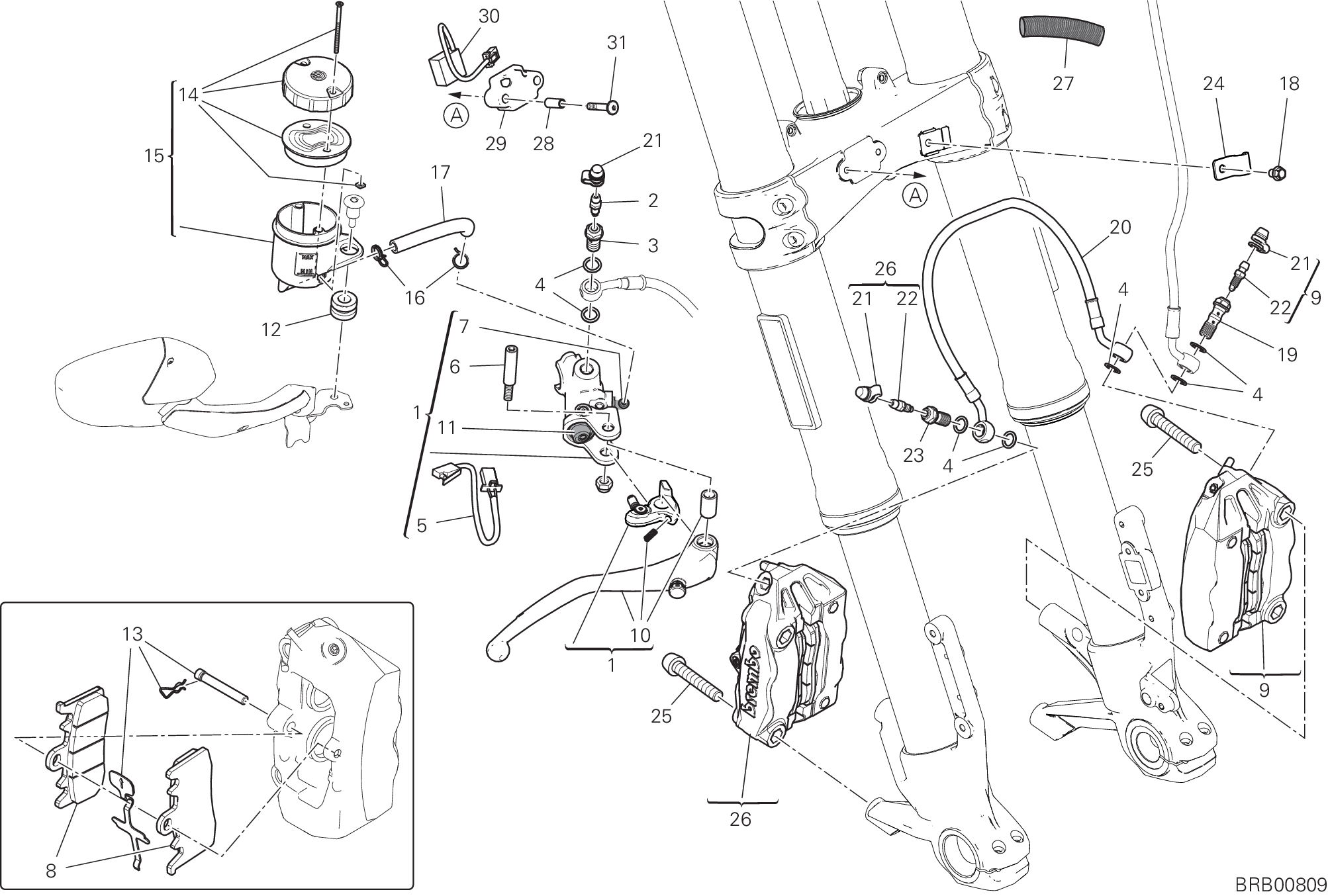 024 SYSTEME DE FREIN AVANT POUR MULTISTRADA V2 S 2022