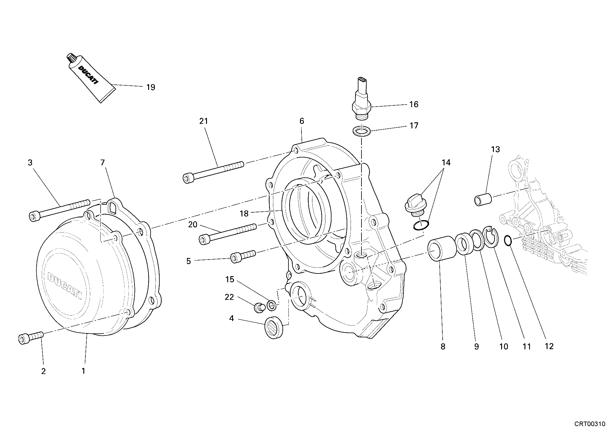 005 COUVERCLE EMBRAYAGE POUR MULTISTRADA 1000 S 2006