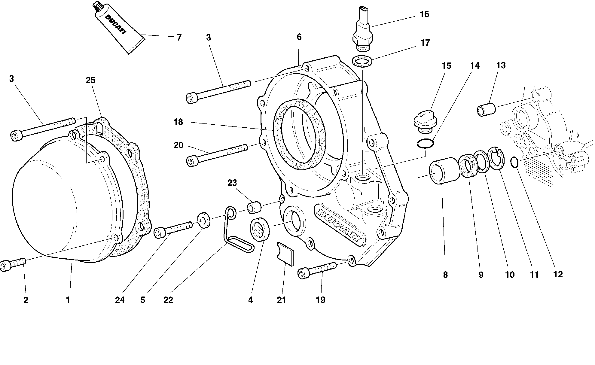 050 COUVERCLE EMBRAYAGE POUR SUPERBIKE 748 1999