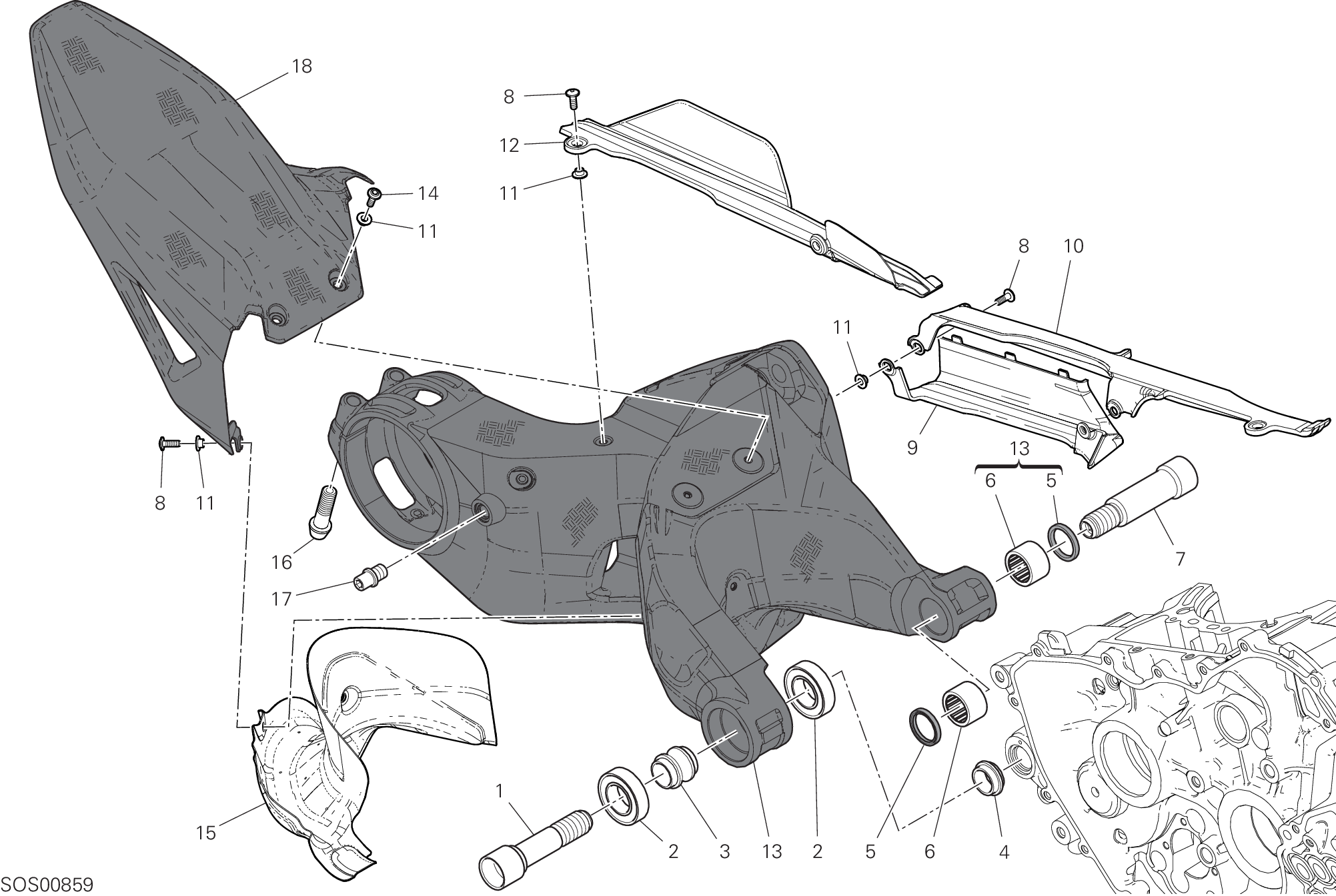 28A BRAS OSCILLANT ARRIERE POUR SUPERBIKE 1299 SUPERLEGGERA 2017