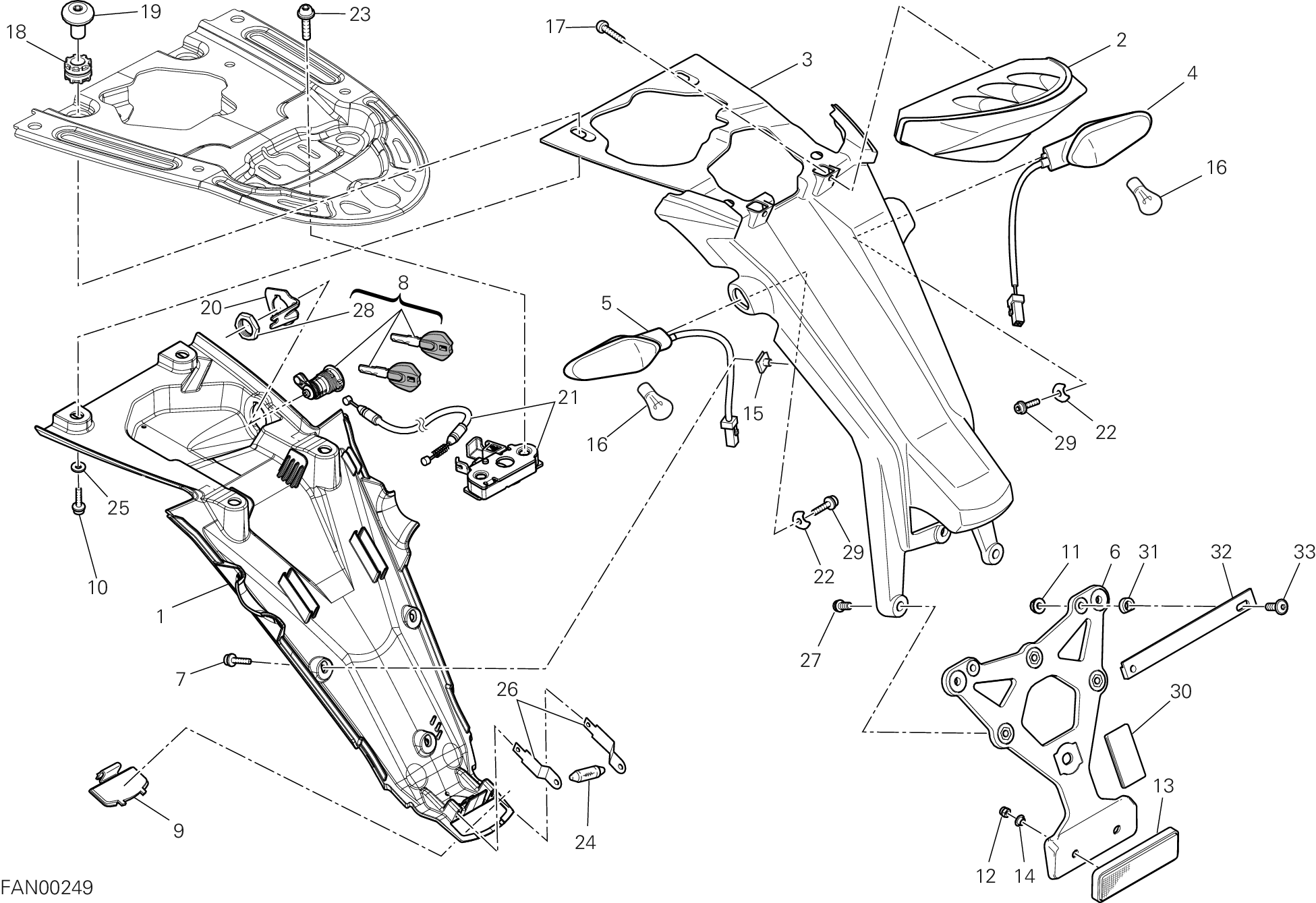 023 FEU ARRIERE POUR MONSTER 796 ABS 2014