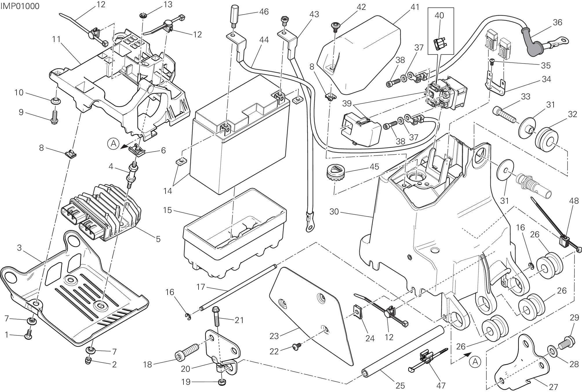 018 SUPPORT BATTERIE POUR MONSTER 1200 R 2017