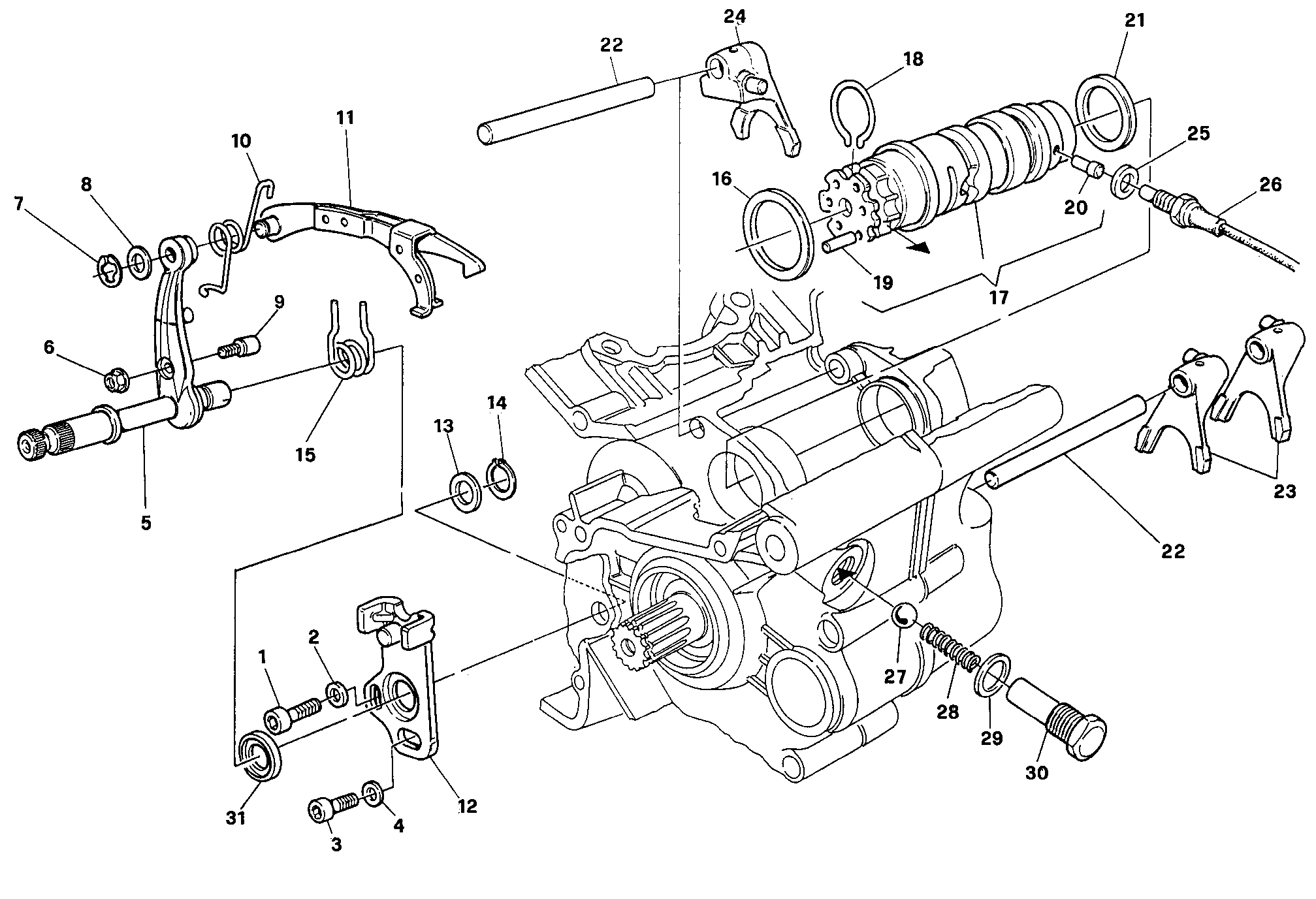 002 ARBRE SELECTEUR DE VITESSES POUR SUPERBIKE 888 SP5 1993