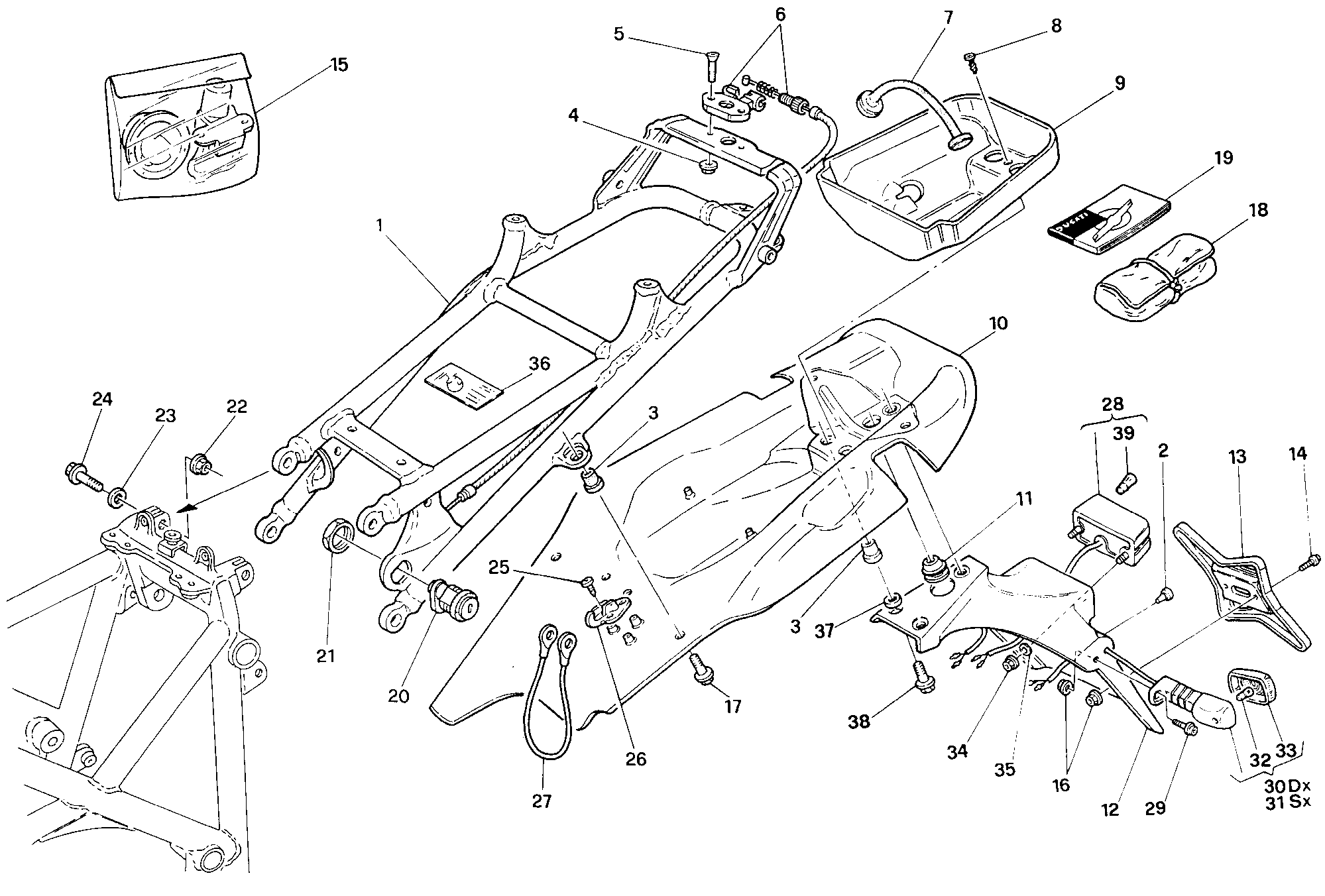 029 CADRE ARRIERE POUR SUPERBIKE 916 SP 1995