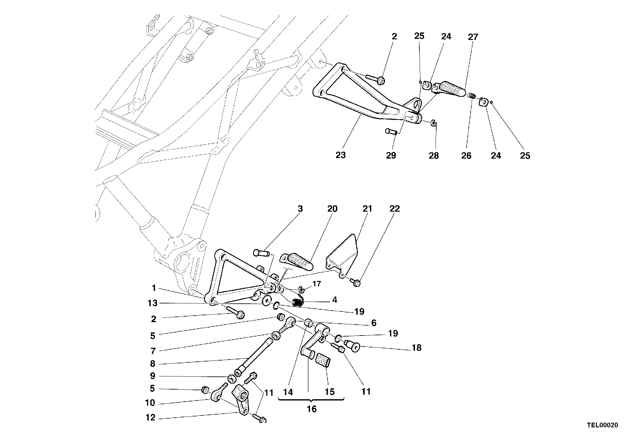 020 REPOSE PIED GAUCHE POUR SUPERSPORT 750 SS 2000