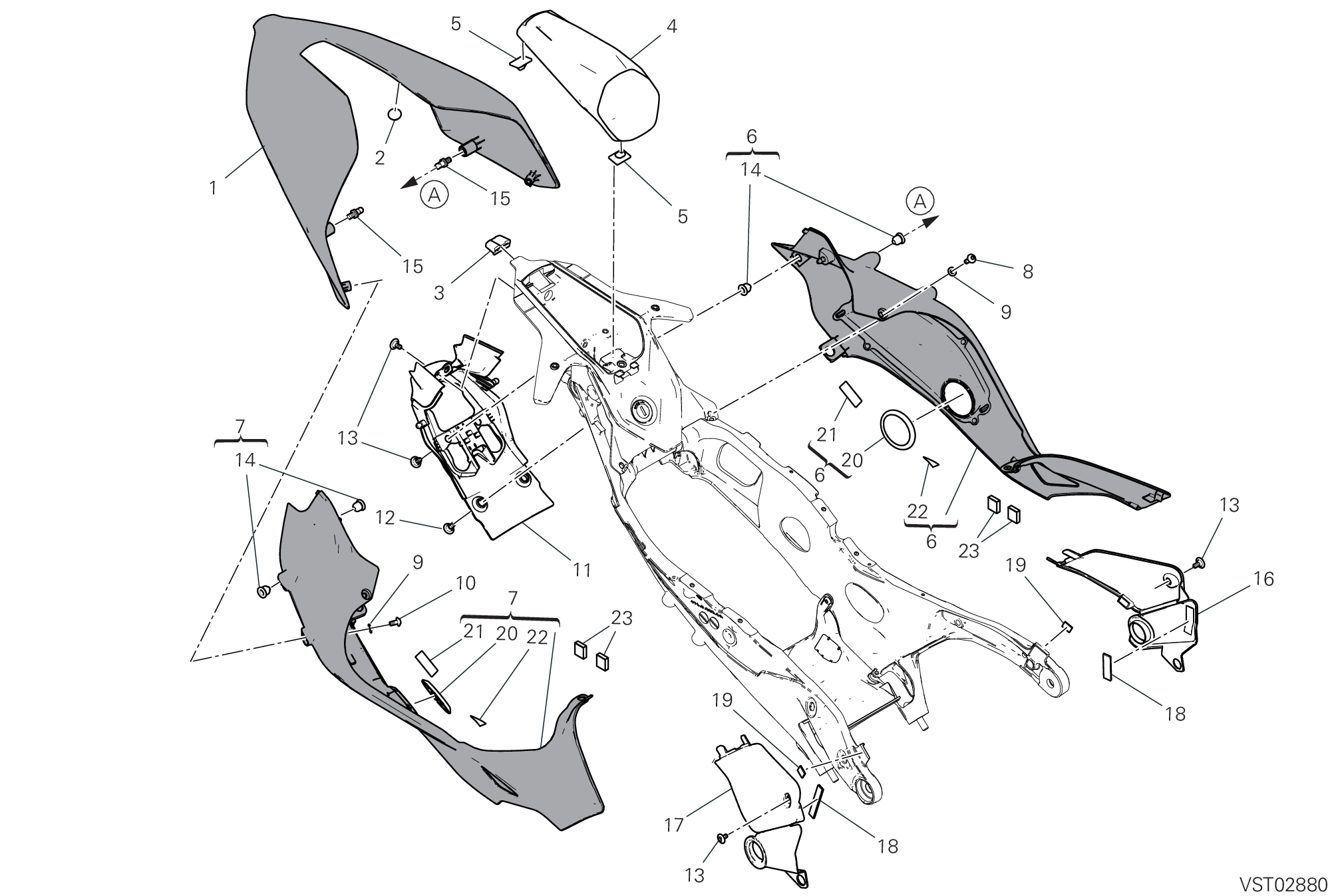 37D QUEUE DE CARENAGE POUR SUPERBIKE PANIGALE V4 S 2025