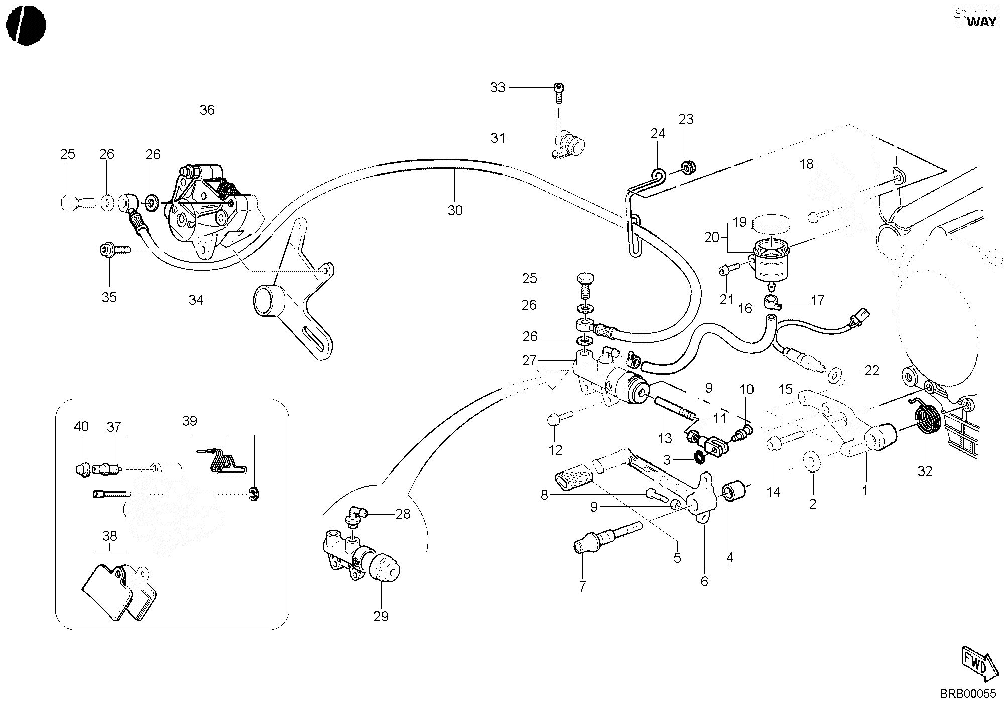 037 SYSTEME DE FREIN ARRIERE POUR SPORT TOURING ST4 S 2002