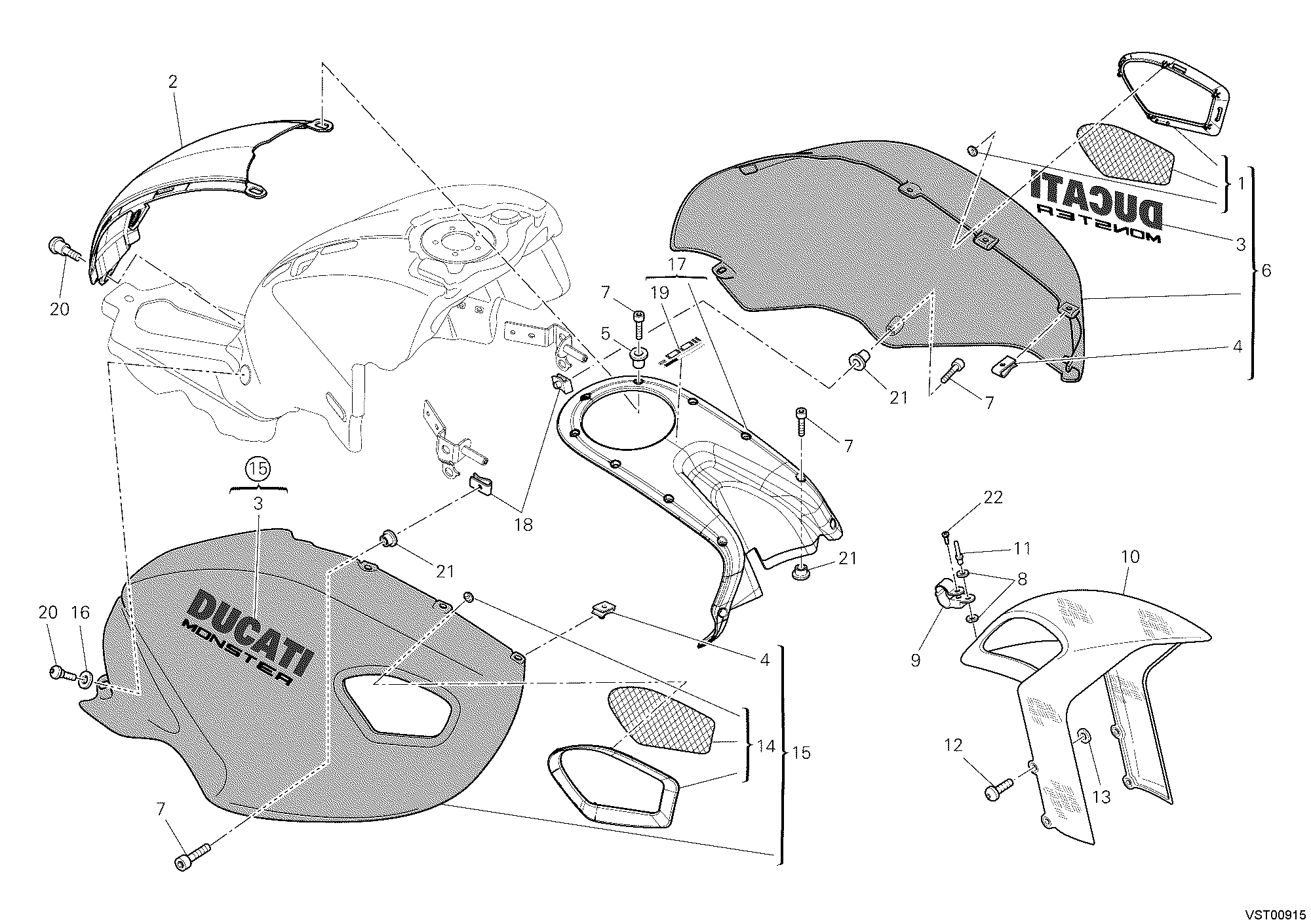 038 HABILLAGE POUR MONSTER 1100 S ABS 2010